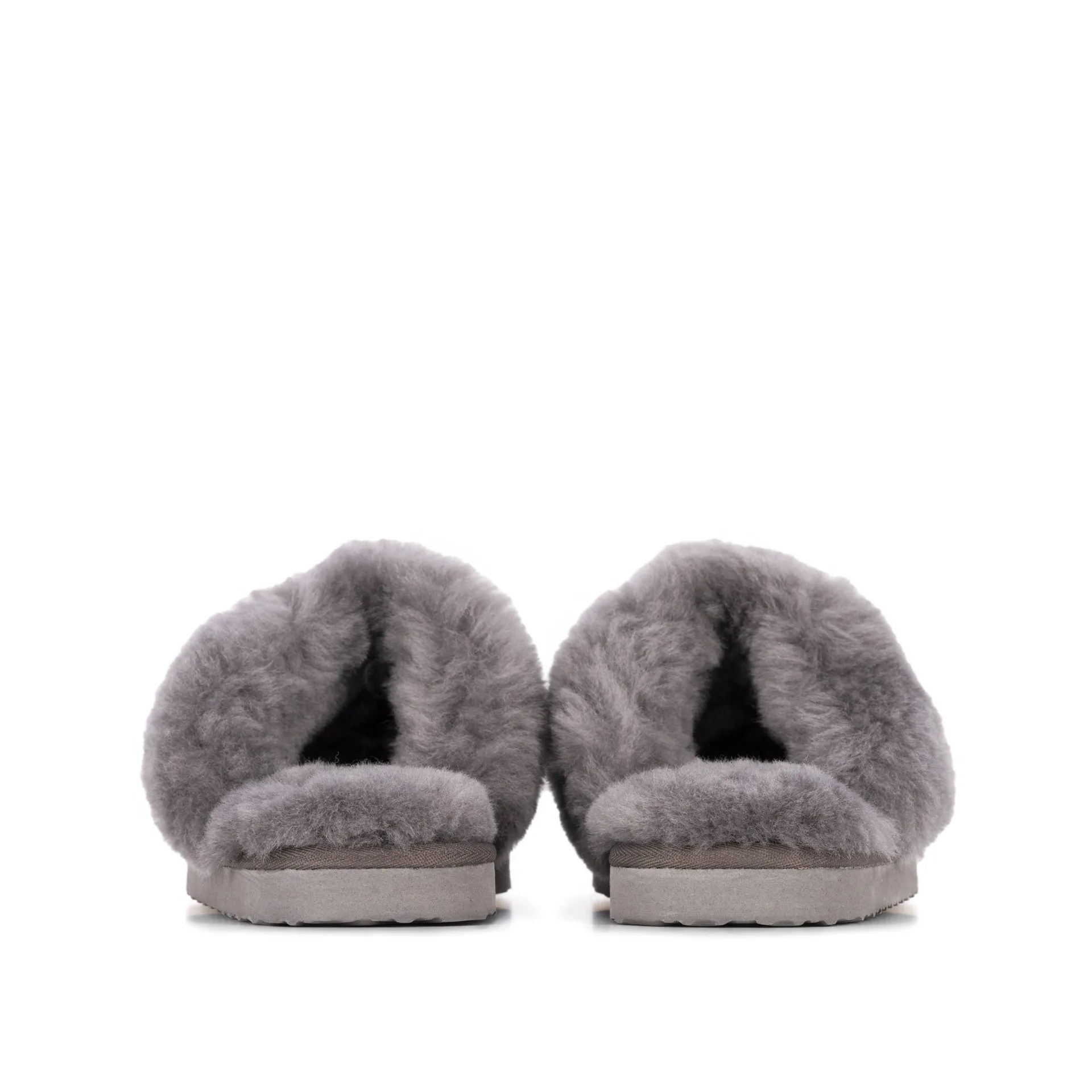 ANN GREY SHEEPSKIN SLIPPER MULE