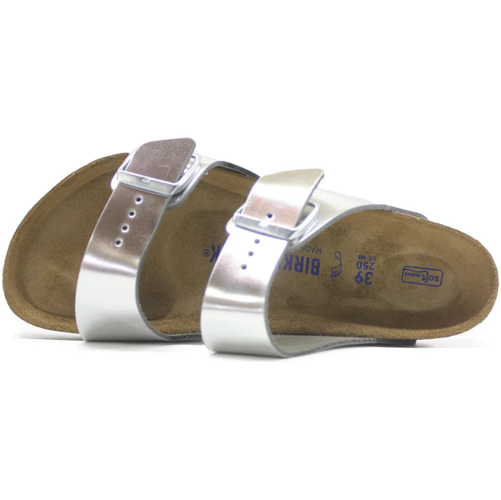 Birkenstock Womens Sandals Arizona Metallic Open-Back Slip-On Slides Leather - UK 5