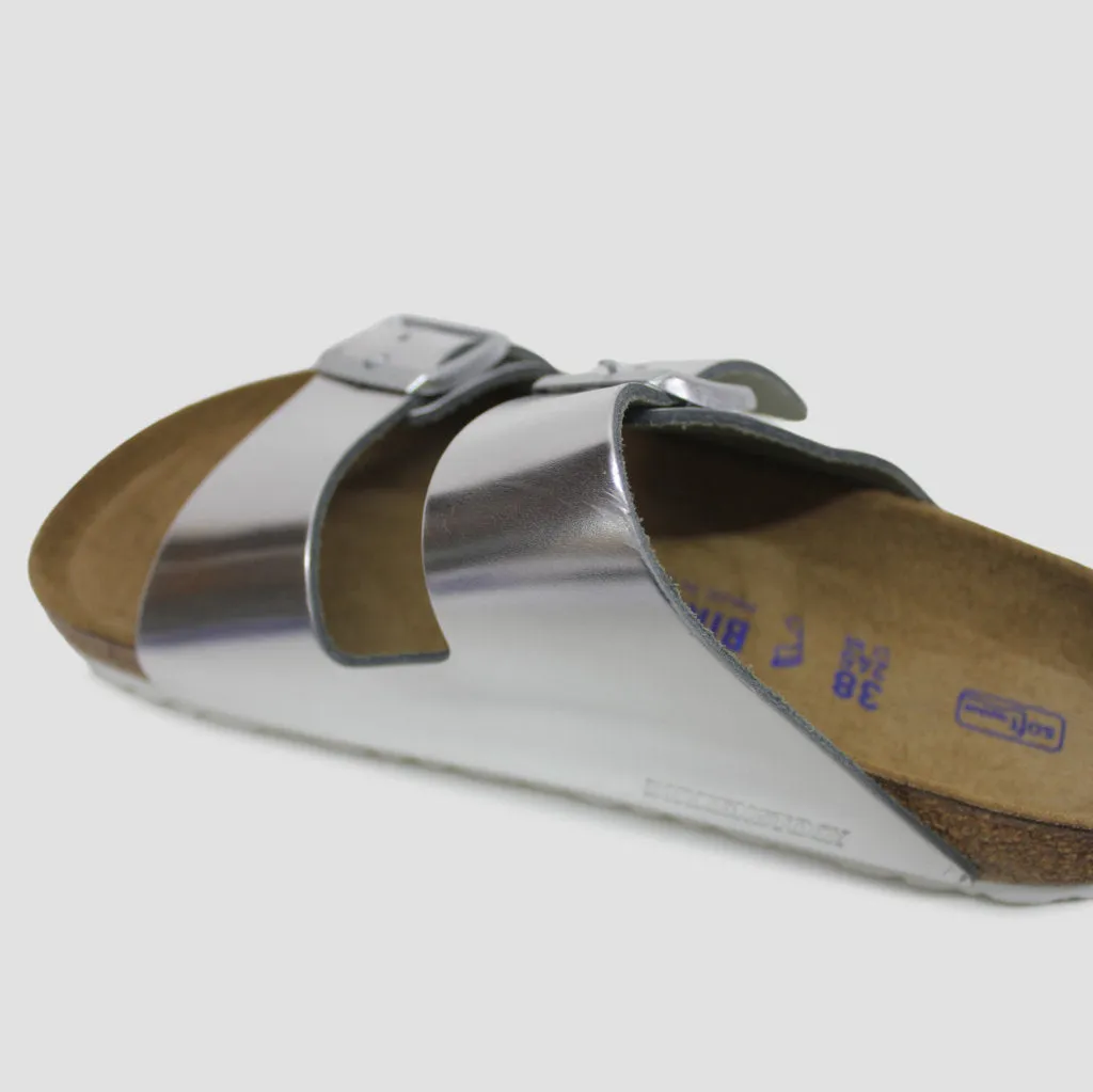 Birkenstock Womens Sandals Arizona Metallic Open-Back Slip-On Slides Leather - UK 5