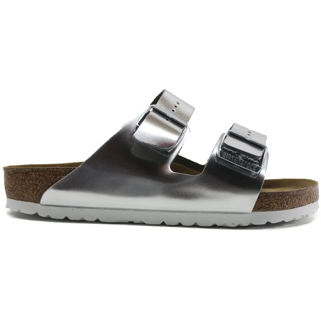 Birkenstock Womens Sandals Arizona Metallic Open-Back Slip-On Slides Leather - UK 5