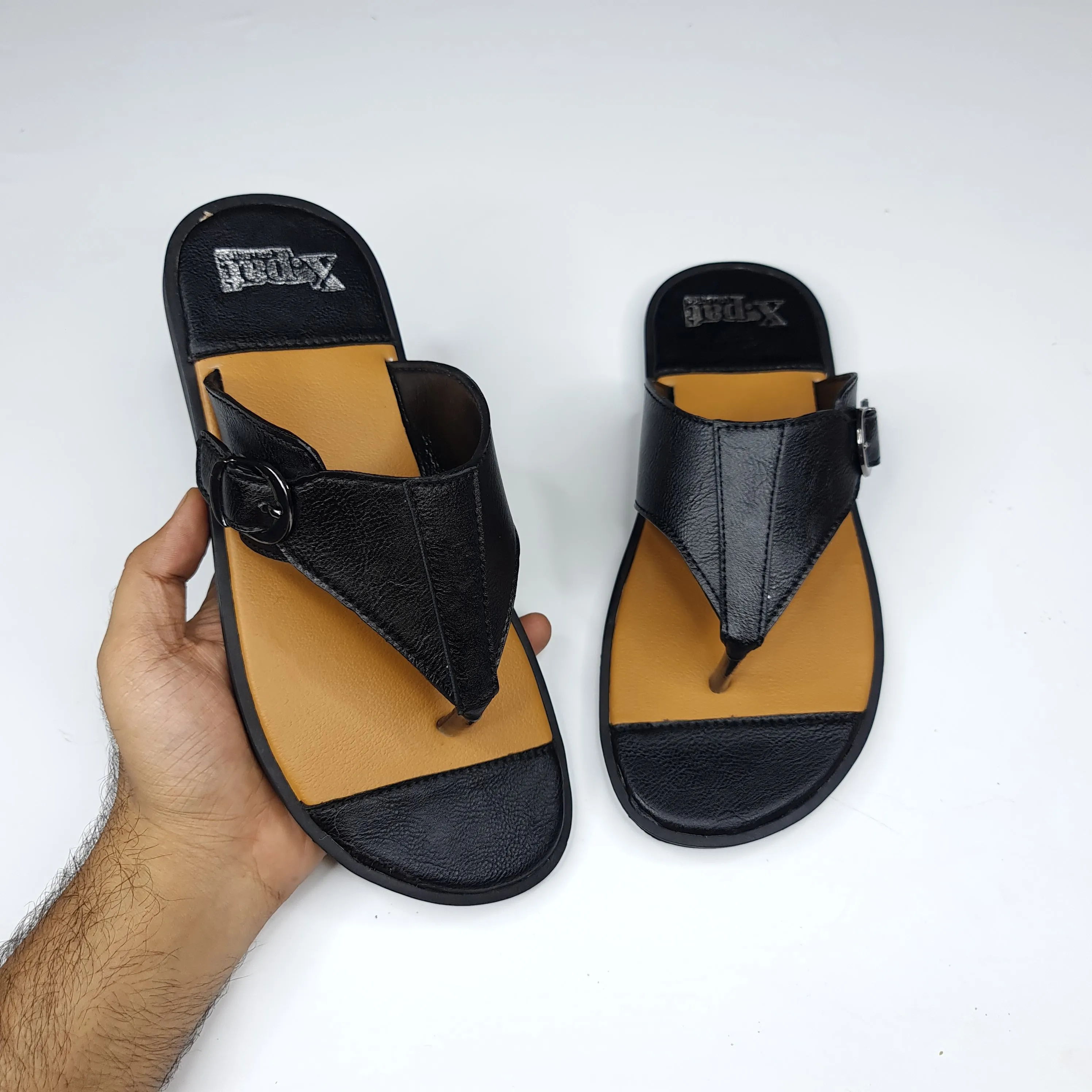 Black Twin Buckle Slippers