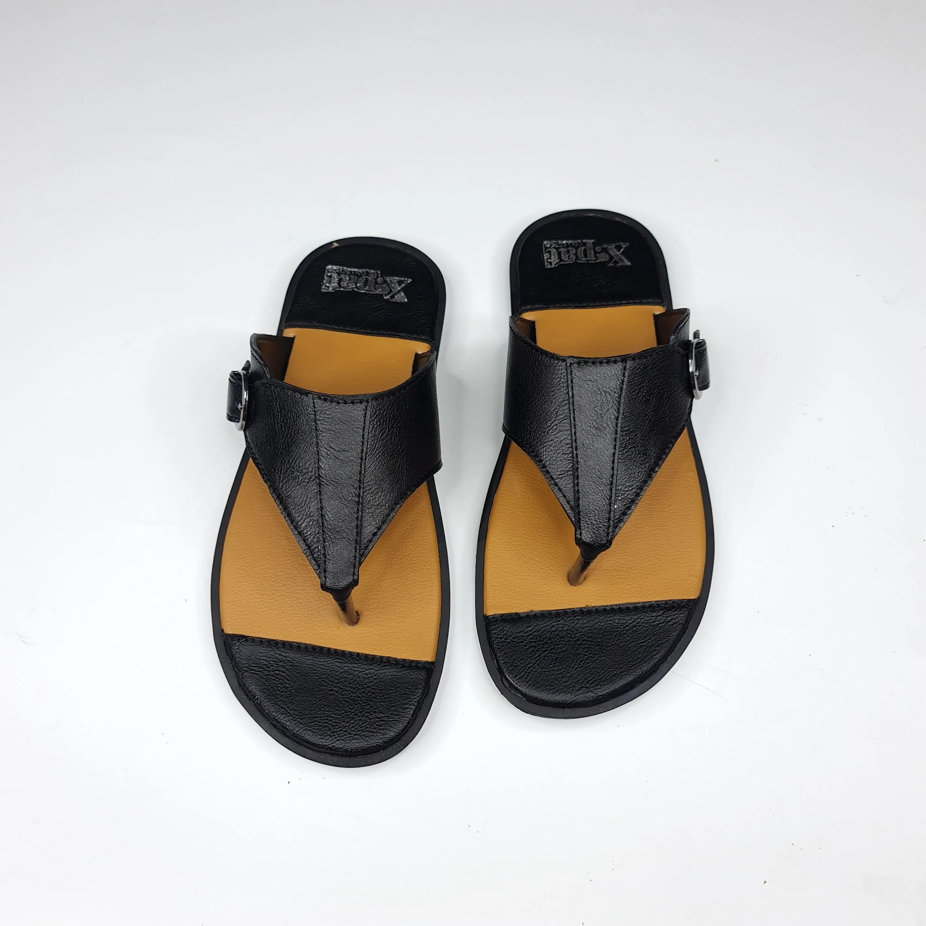 Black Twin Buckle Slippers