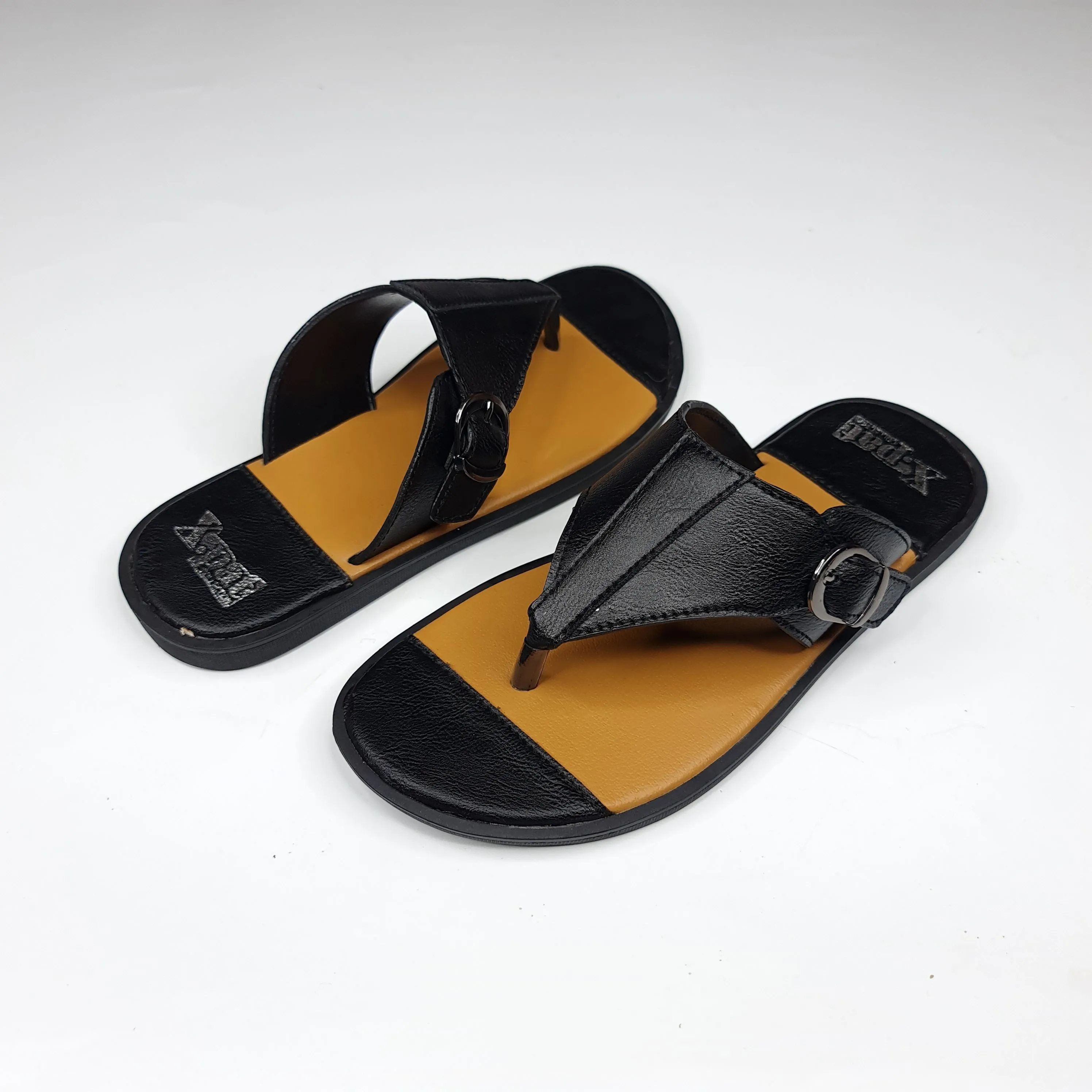 Black Twin Buckle Slippers