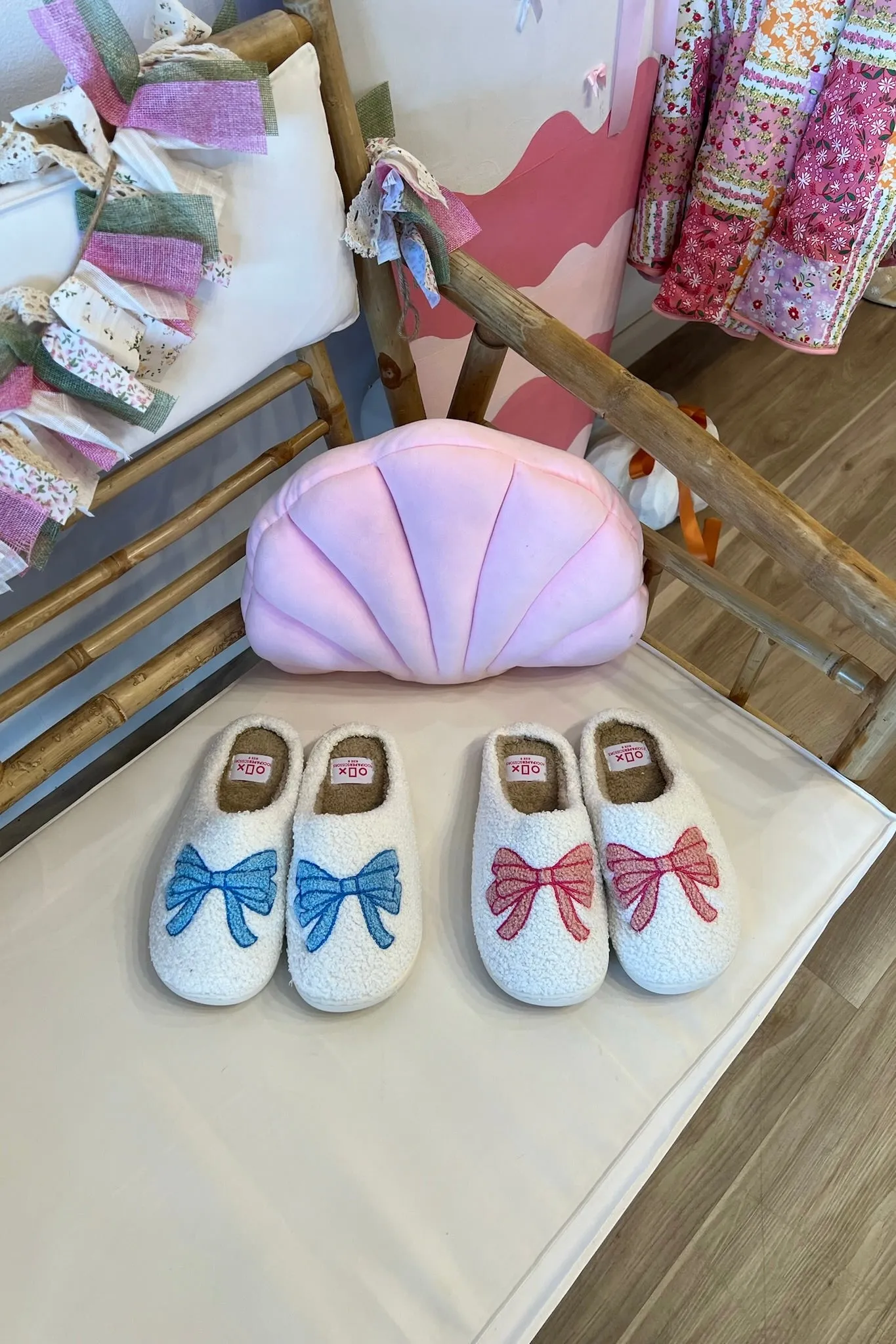 Bow Slippers in Blue