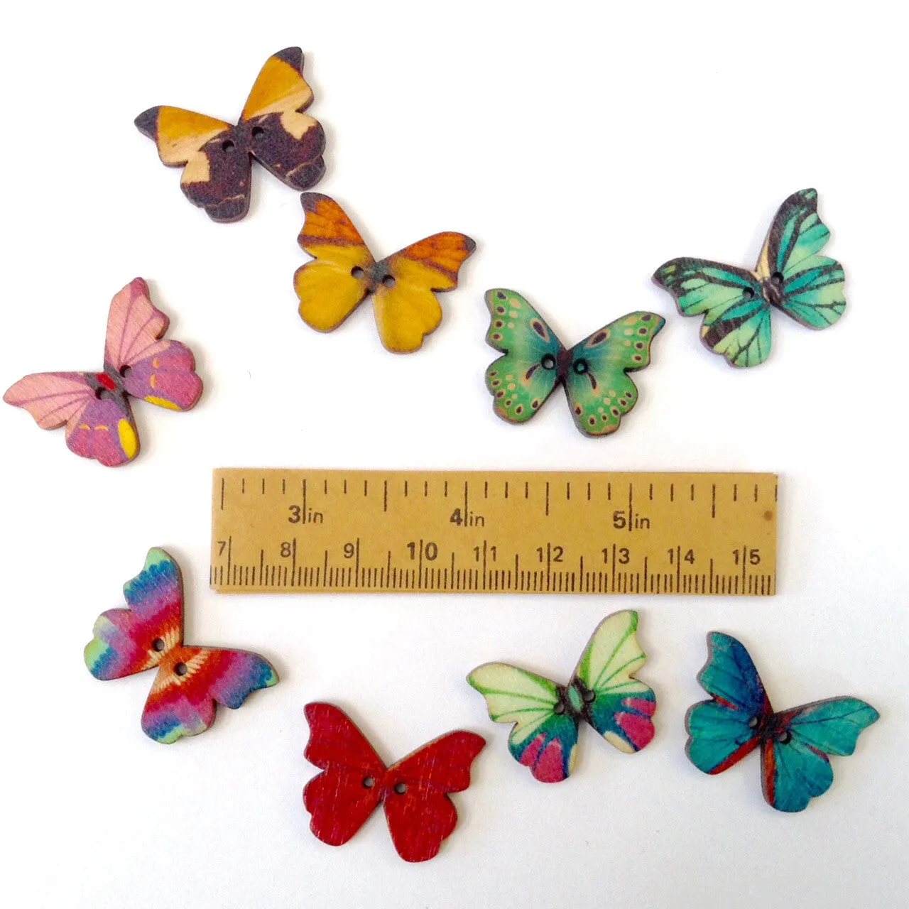 Butterfly Painted Wooden Buttons