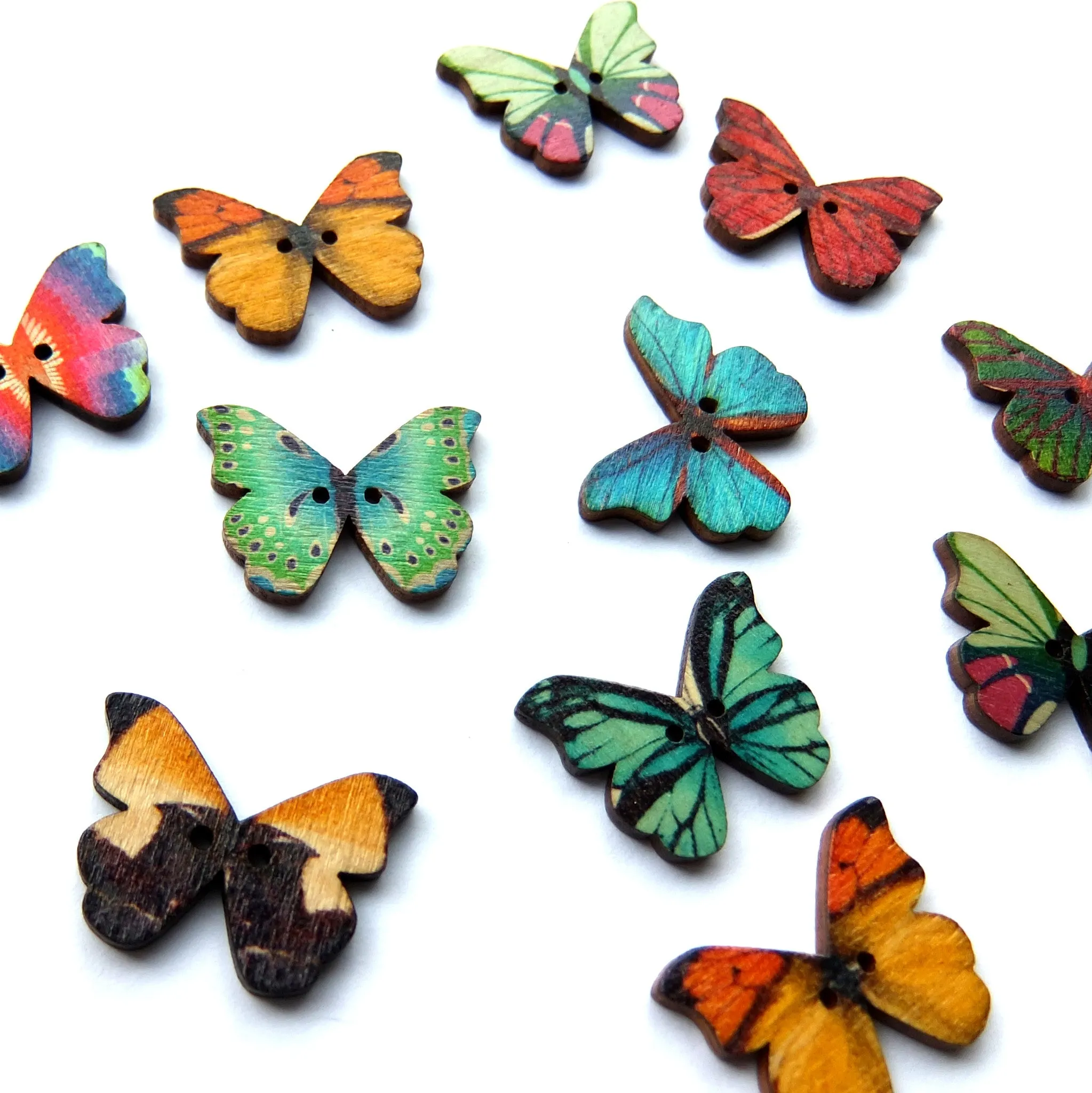 Butterfly Painted Wooden Buttons