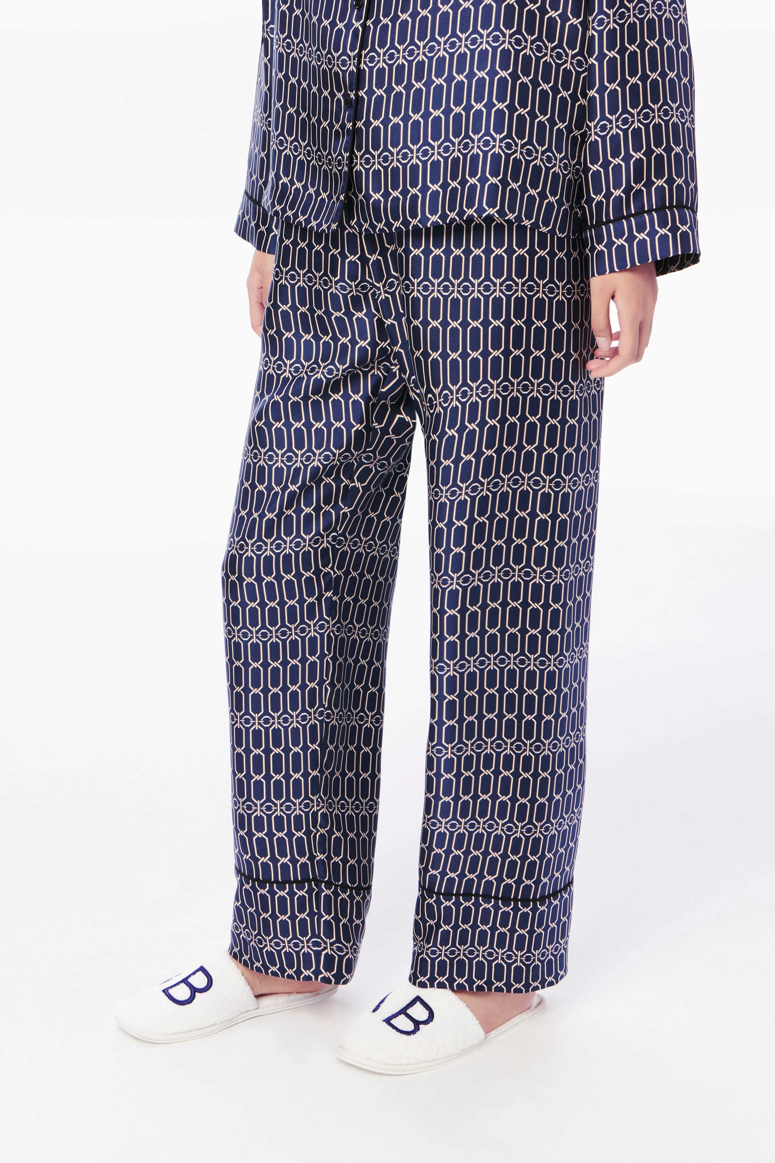 Chain Print Pyjama Set in Navy