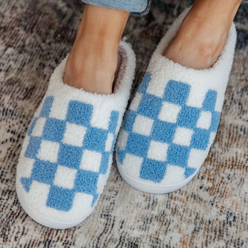 Checked Out Slippers in Blue