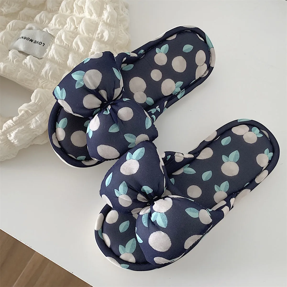 Cute Bow Soft Bottom Slippers