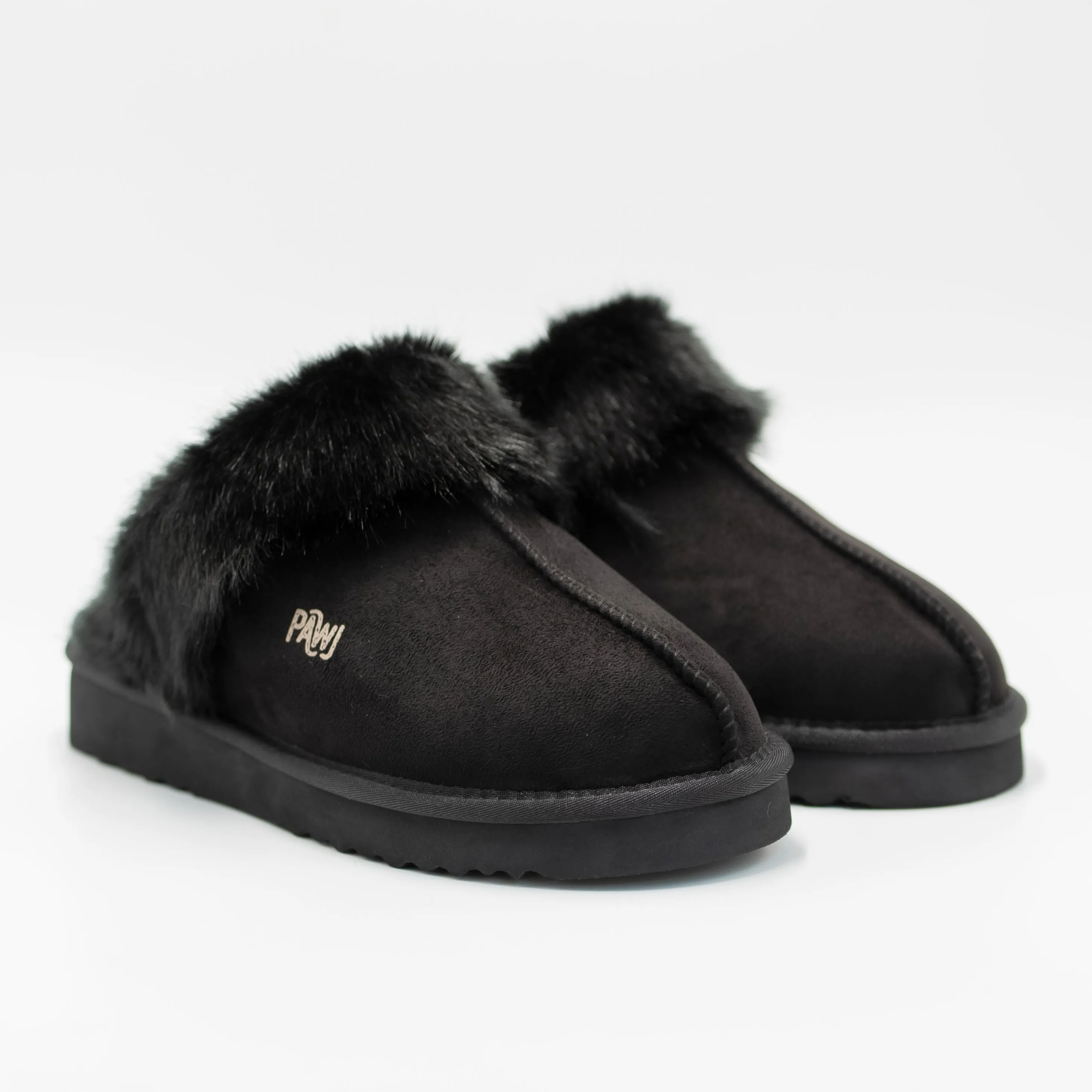 [Defective] Pawj Slippers | Black / Black Mink