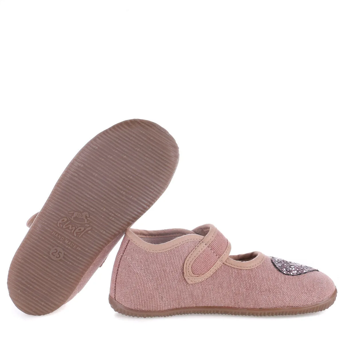 (EK4000-12) Emel slippers ballerina - Pink Sparkly heart