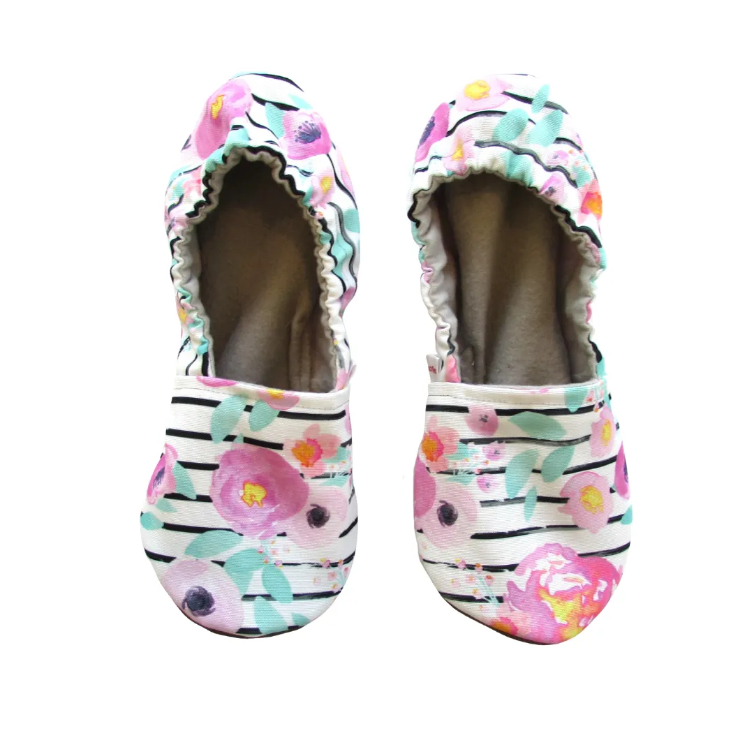 Floral Stripe Women's Slippers