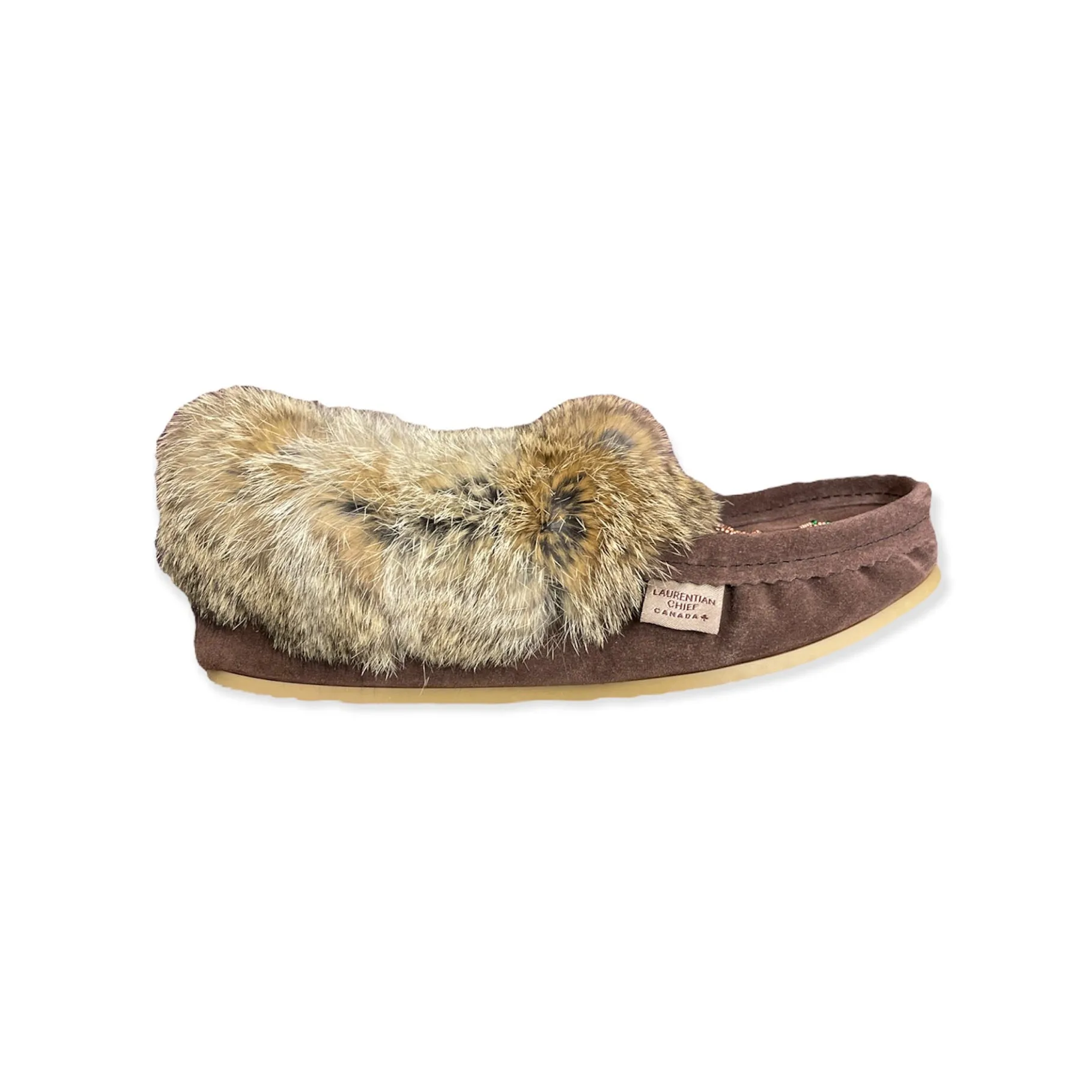 Fur Moccasin with Sole - Chocolate