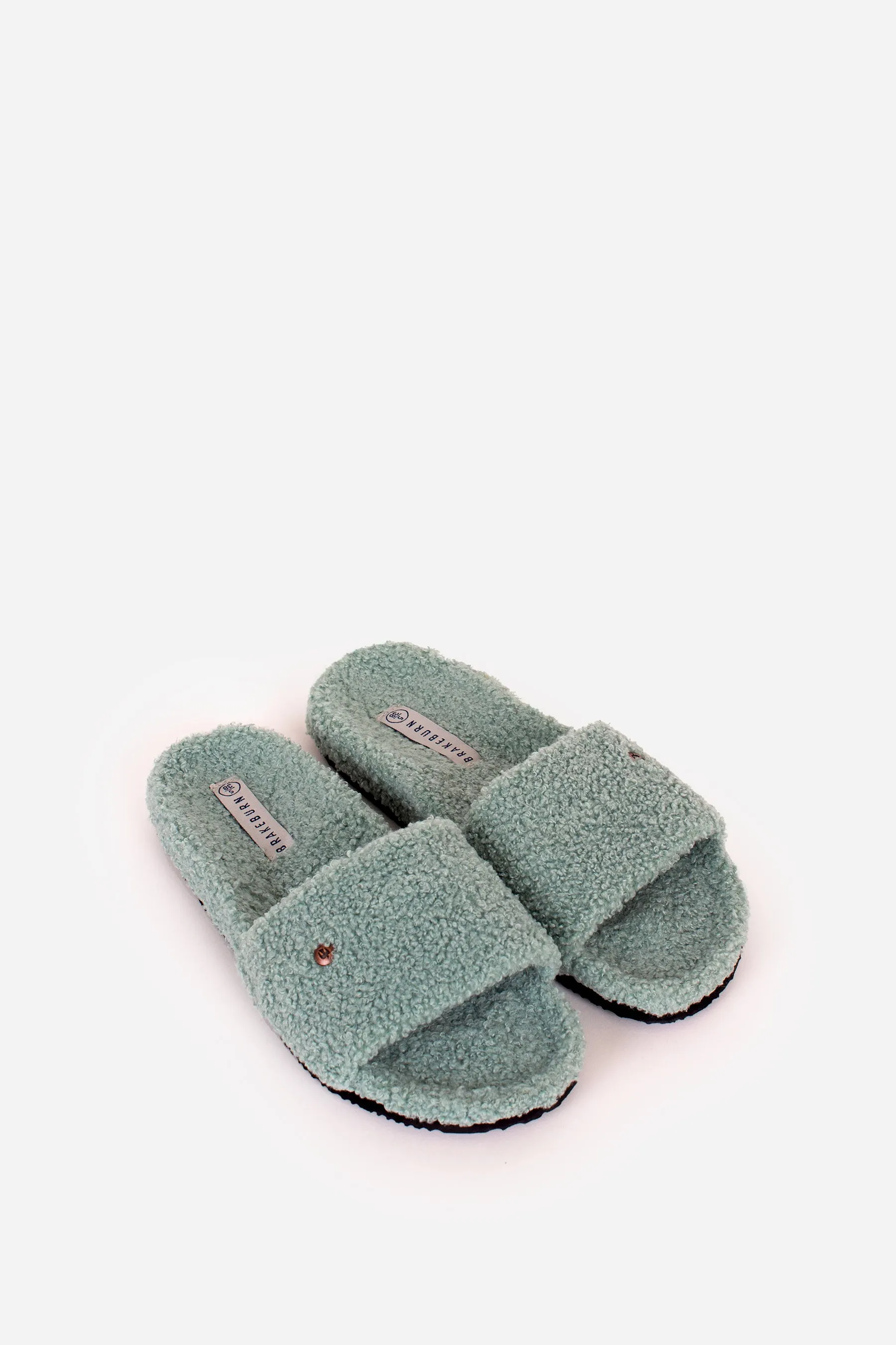 Green Slider Borg Slippers