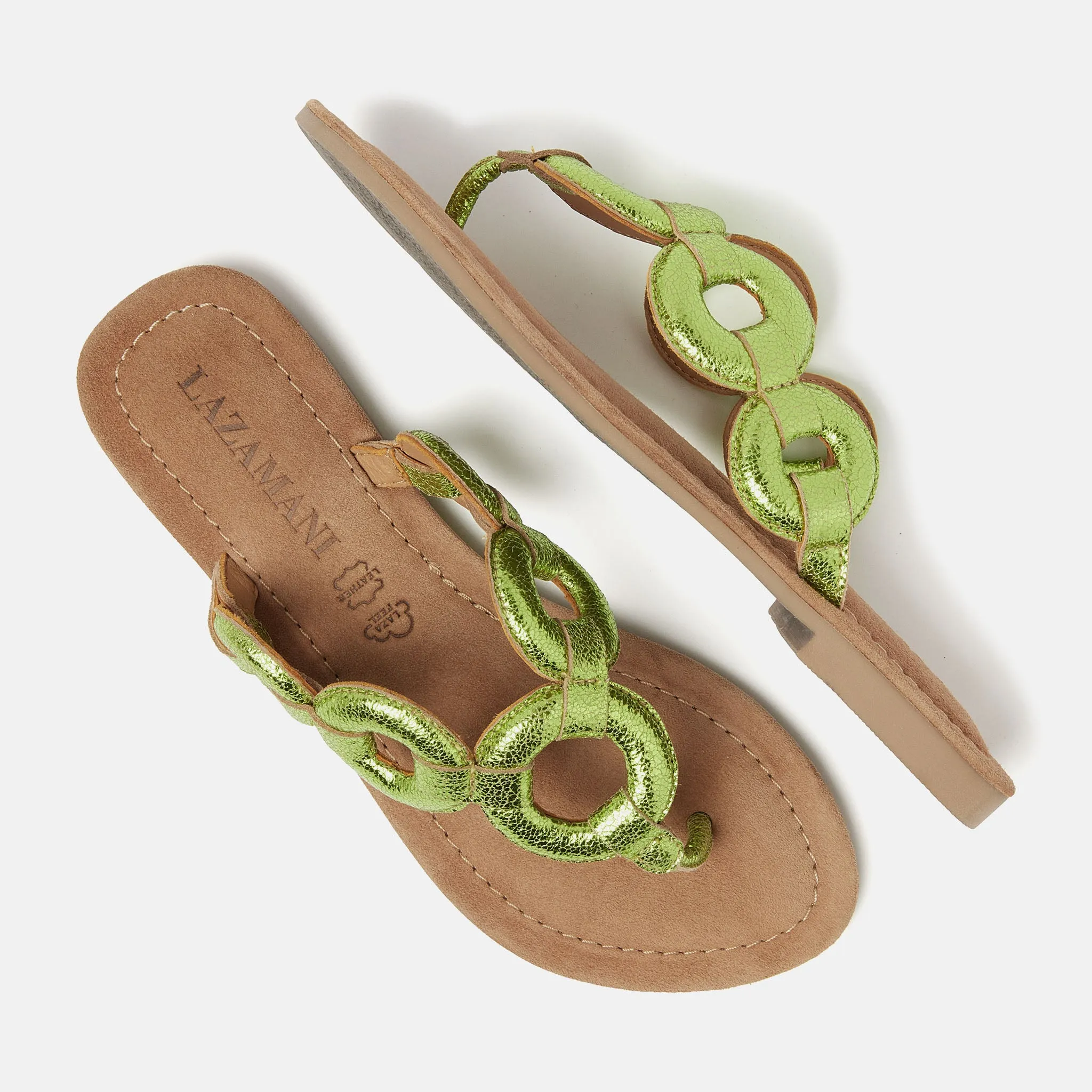 Juliet Leren Dames Slippers Green