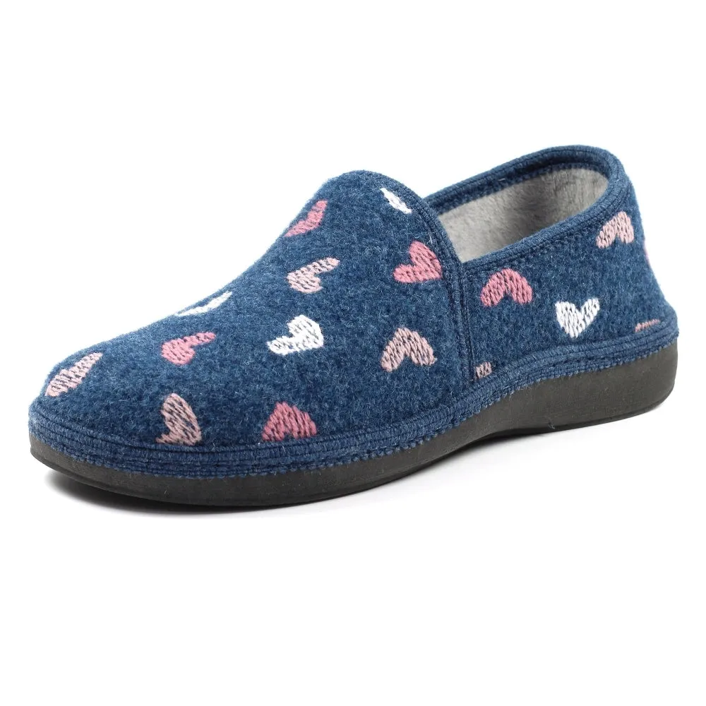 Ladies Bedroom Slippers Blue Lunar Soft Insoles Everett