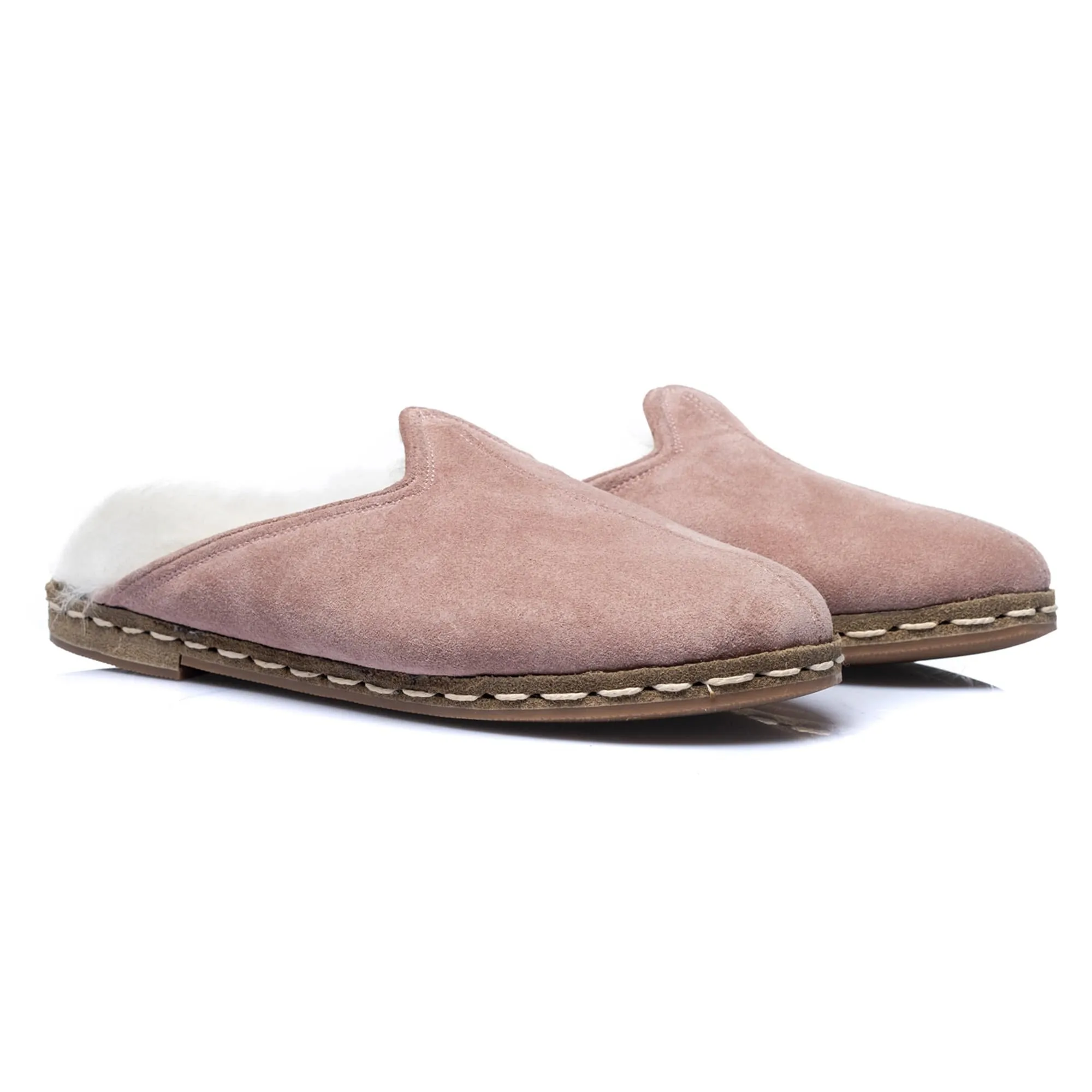 Men's Pink Suede Shearling Slippers