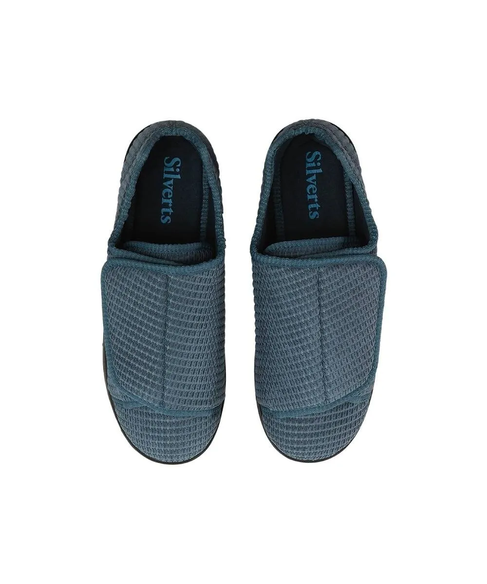 Men's Wide Non-Slip Indoor Slippers with Easy Closures