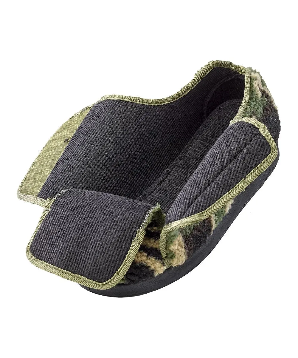 Men's Wide Non-Slip Indoor Slippers with Easy Closures