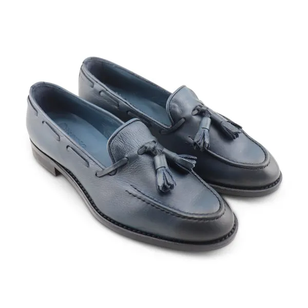 Mocassino in pelle bottolato blu