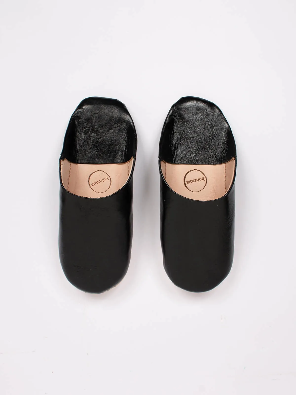 Moroccan Babouche Basic Slippers, Black