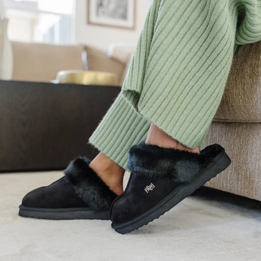 PAWJ Slippers | Black / Black Mink