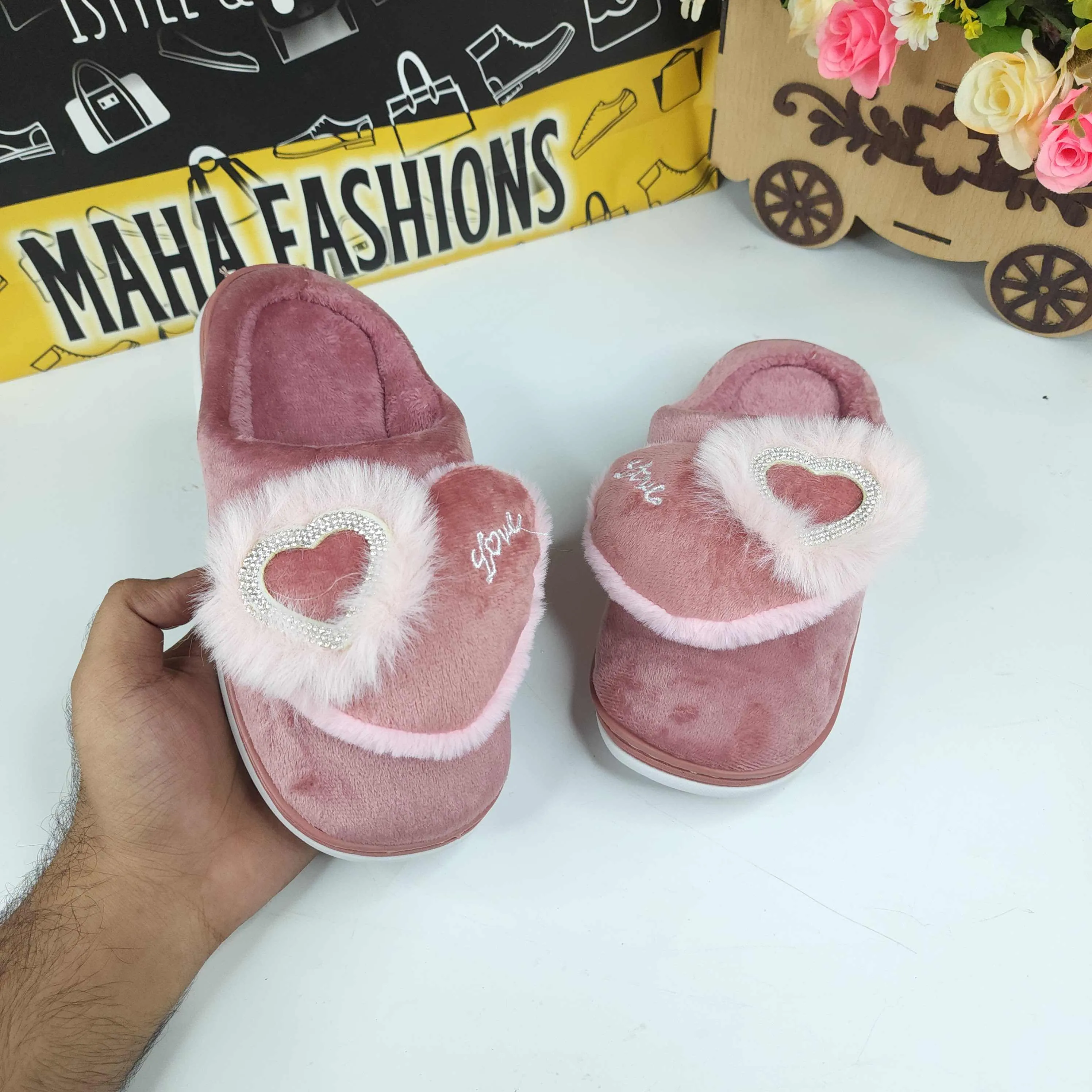 Pink Fur Mules