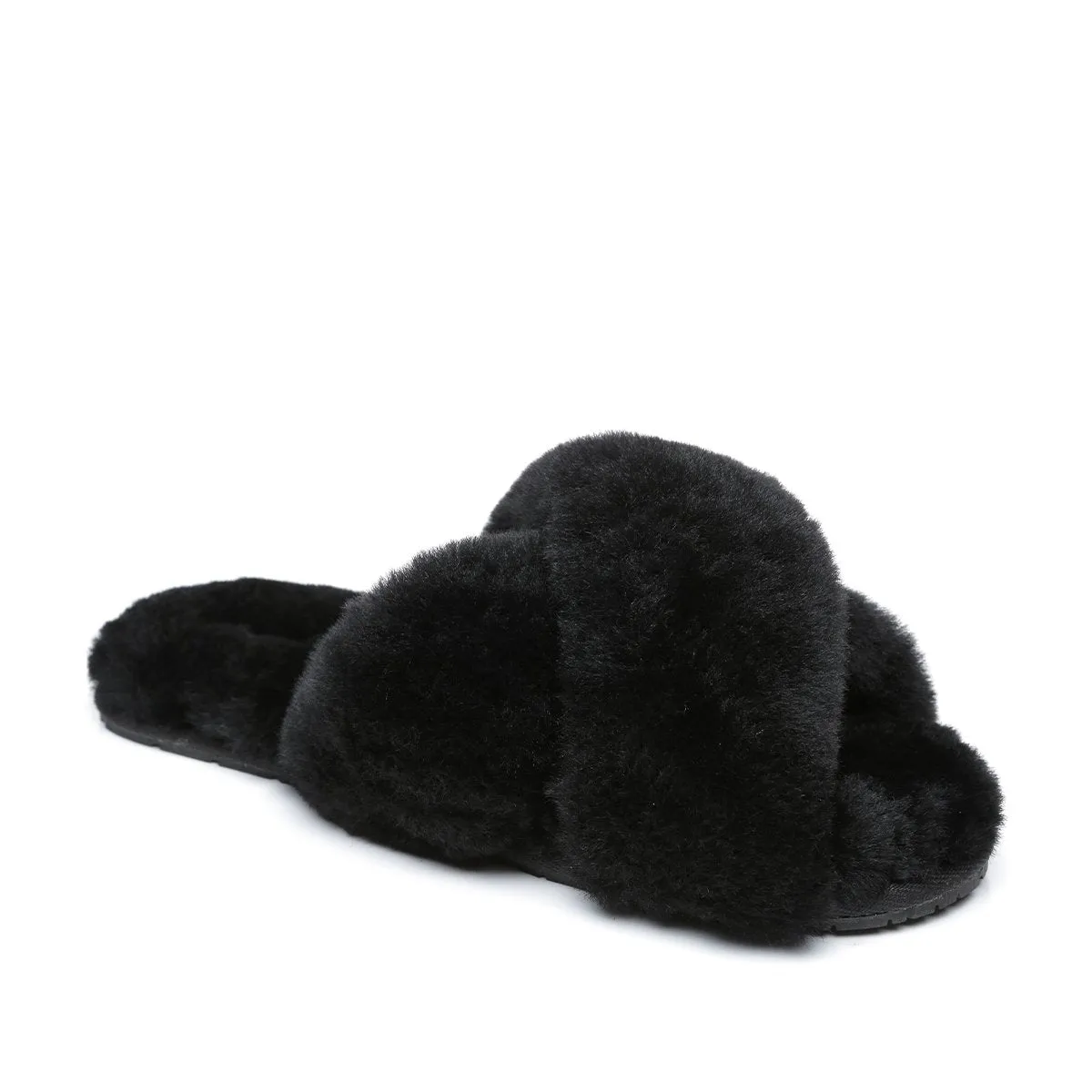 Premium Cross Fluff UGG Slides