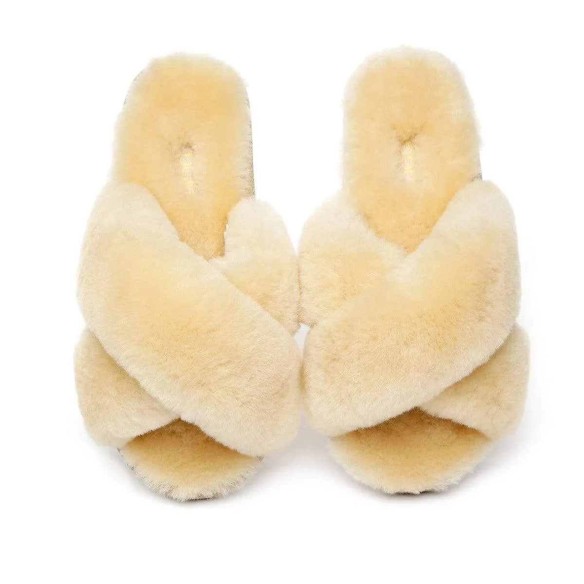 Premium Cross Fluff UGG Slides