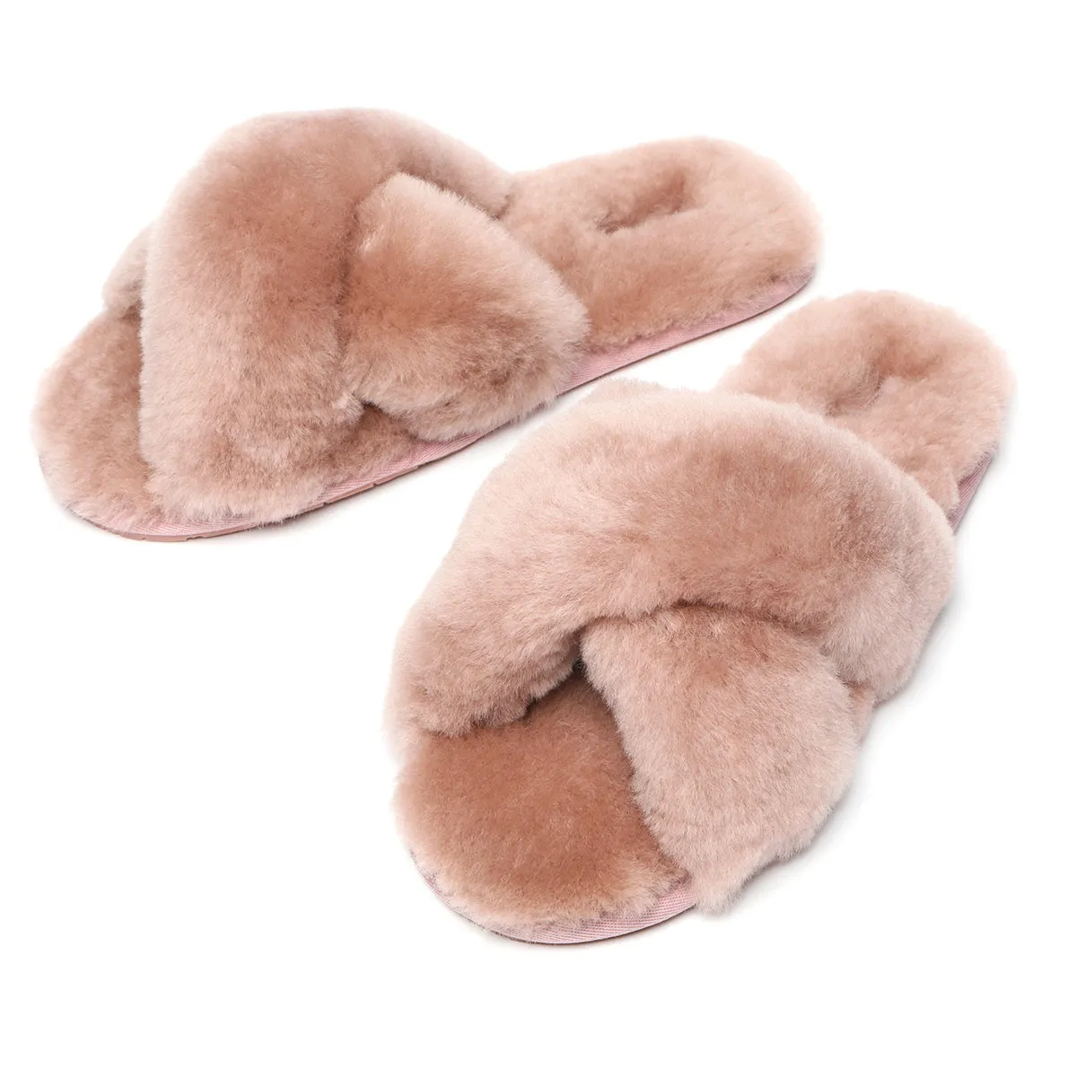 Premium Cross Fluff UGG Slides