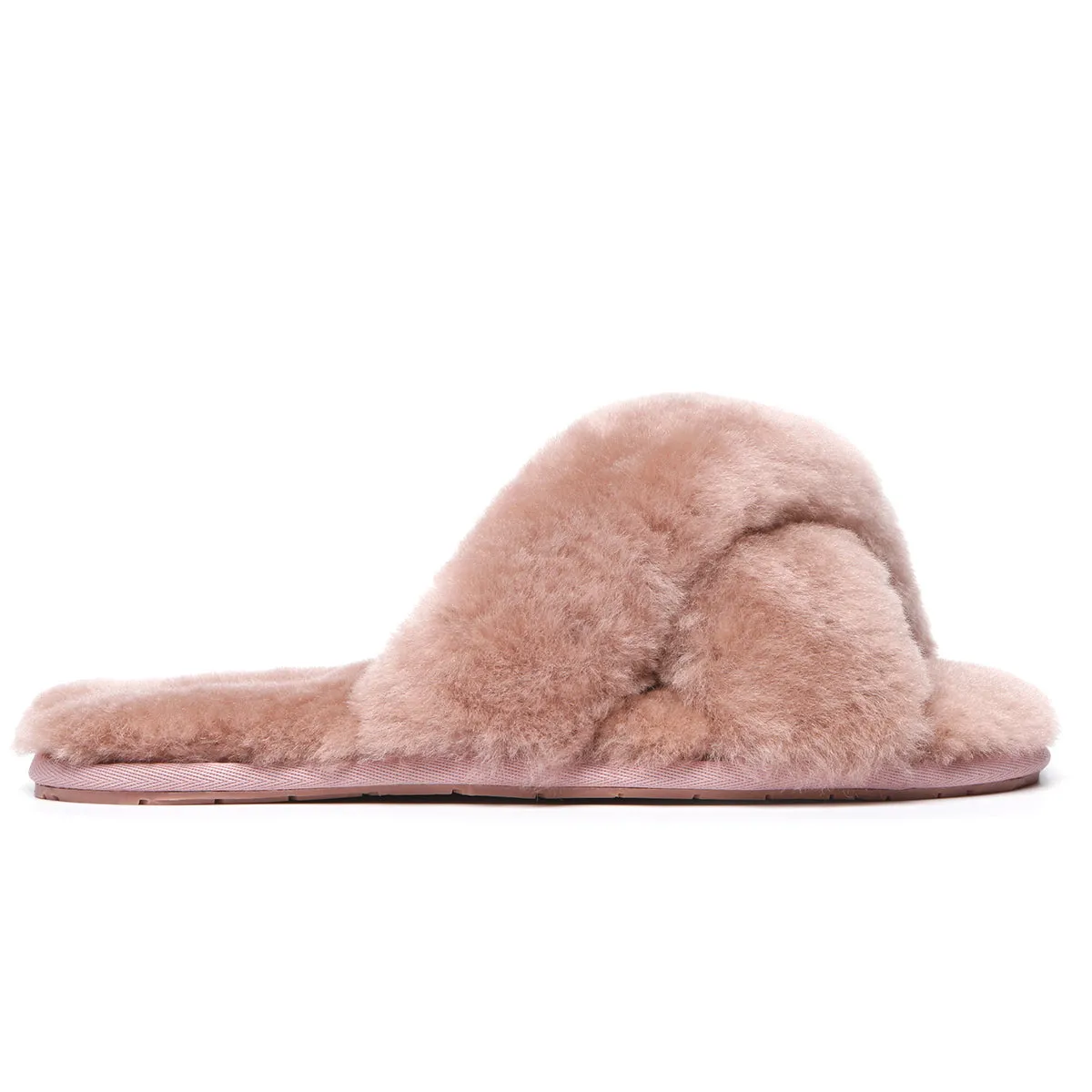 Premium Cross Fluff UGG Slides