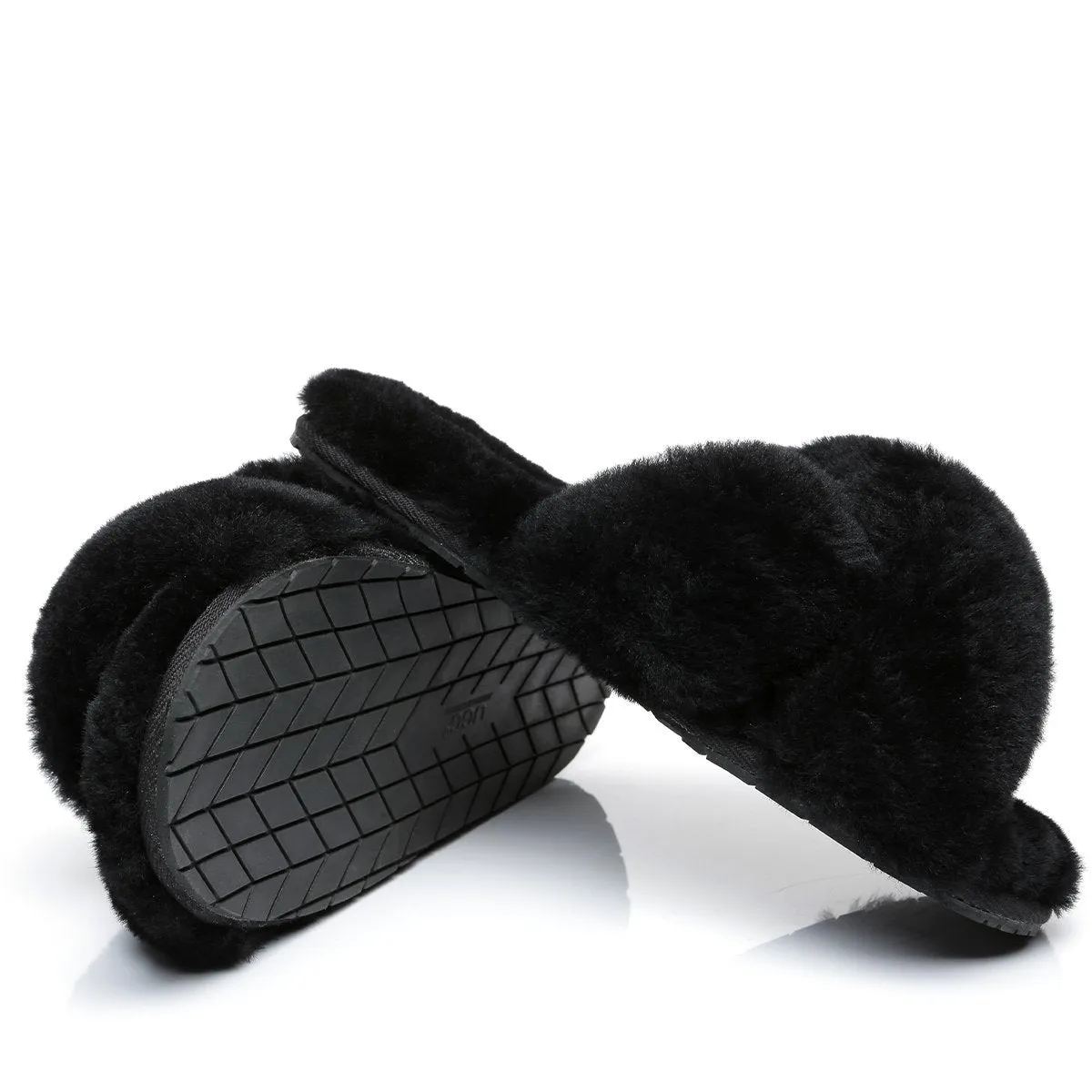 Premium Cross Fluff UGG Slides