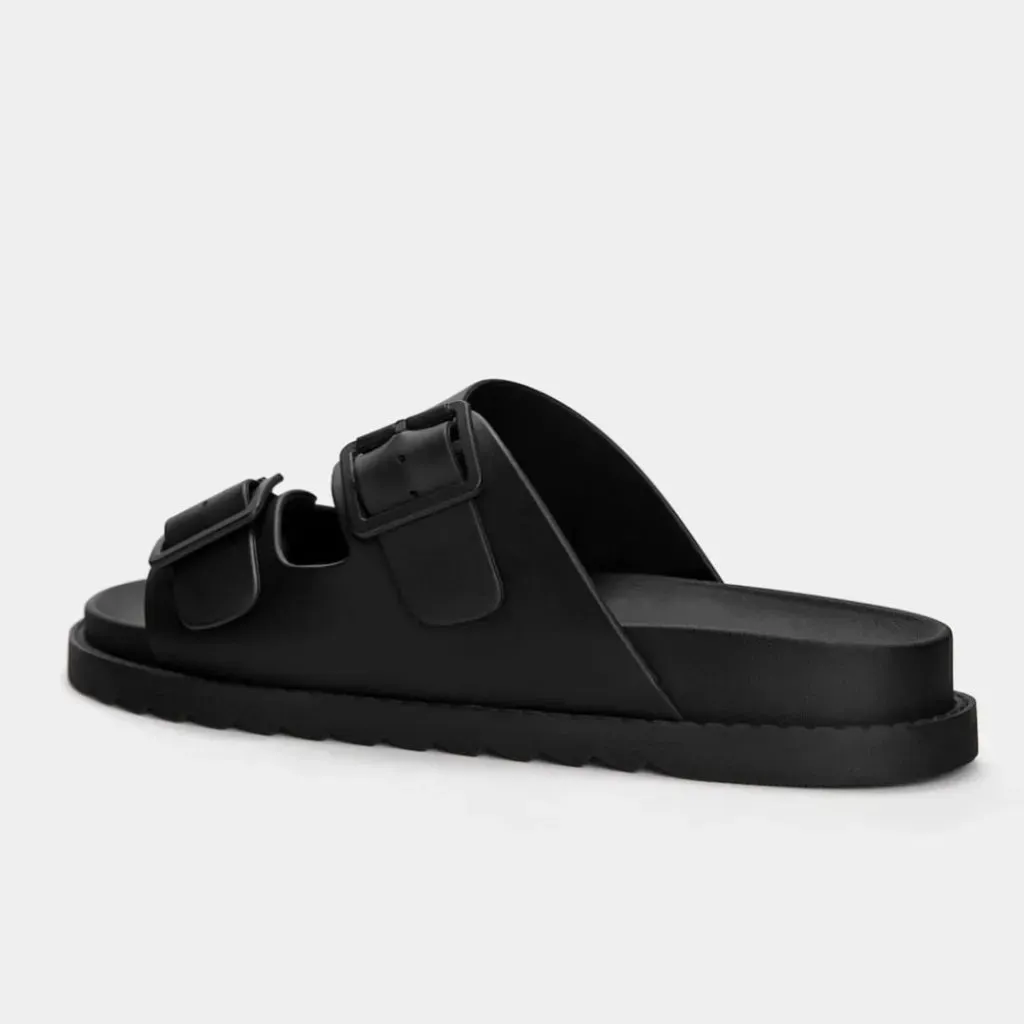 Pull & Bear RUBBERISED SANDALS WITH BUCKLES SLIDES - BLK