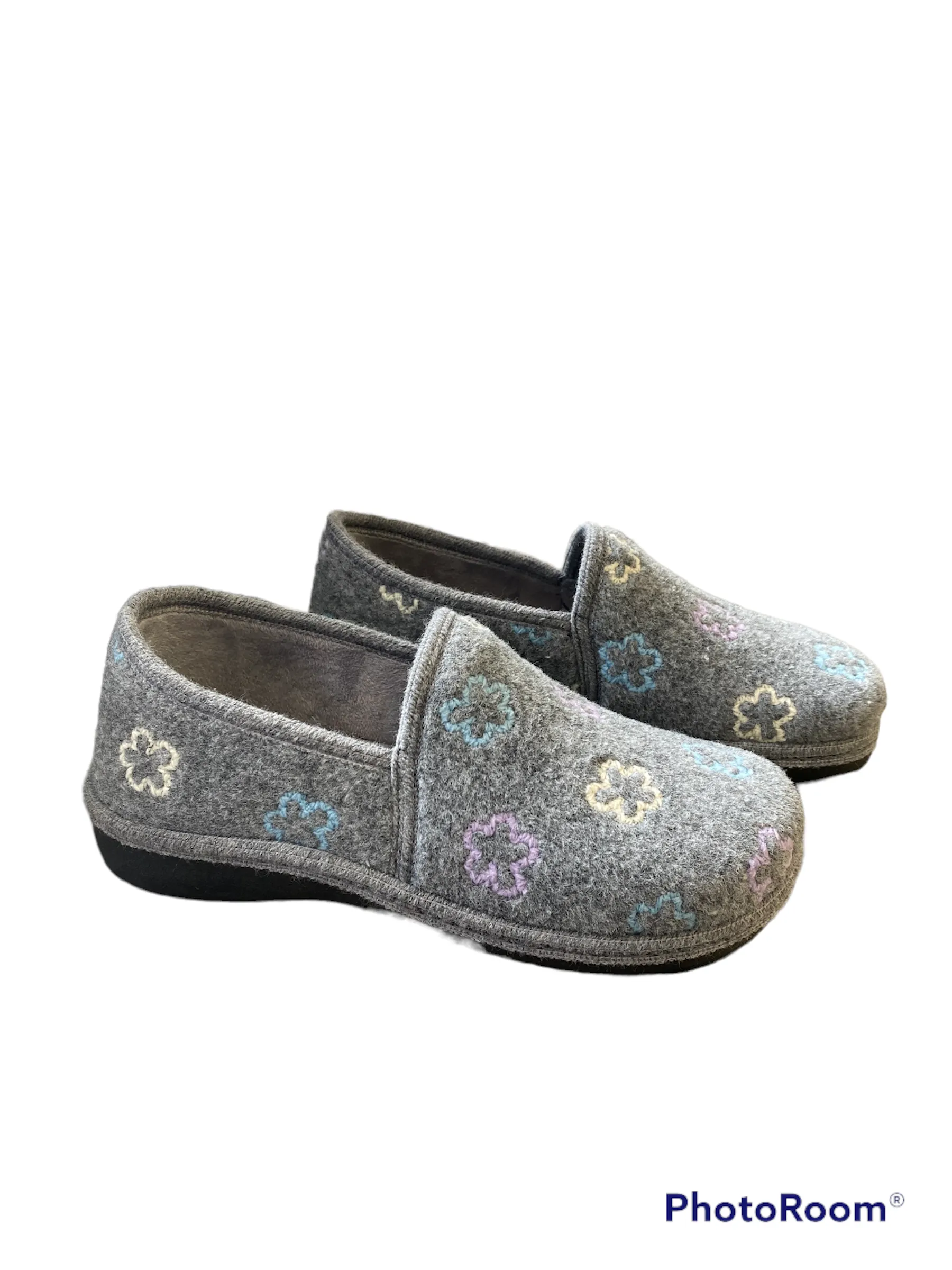 Salvi Grey Flower Slippers