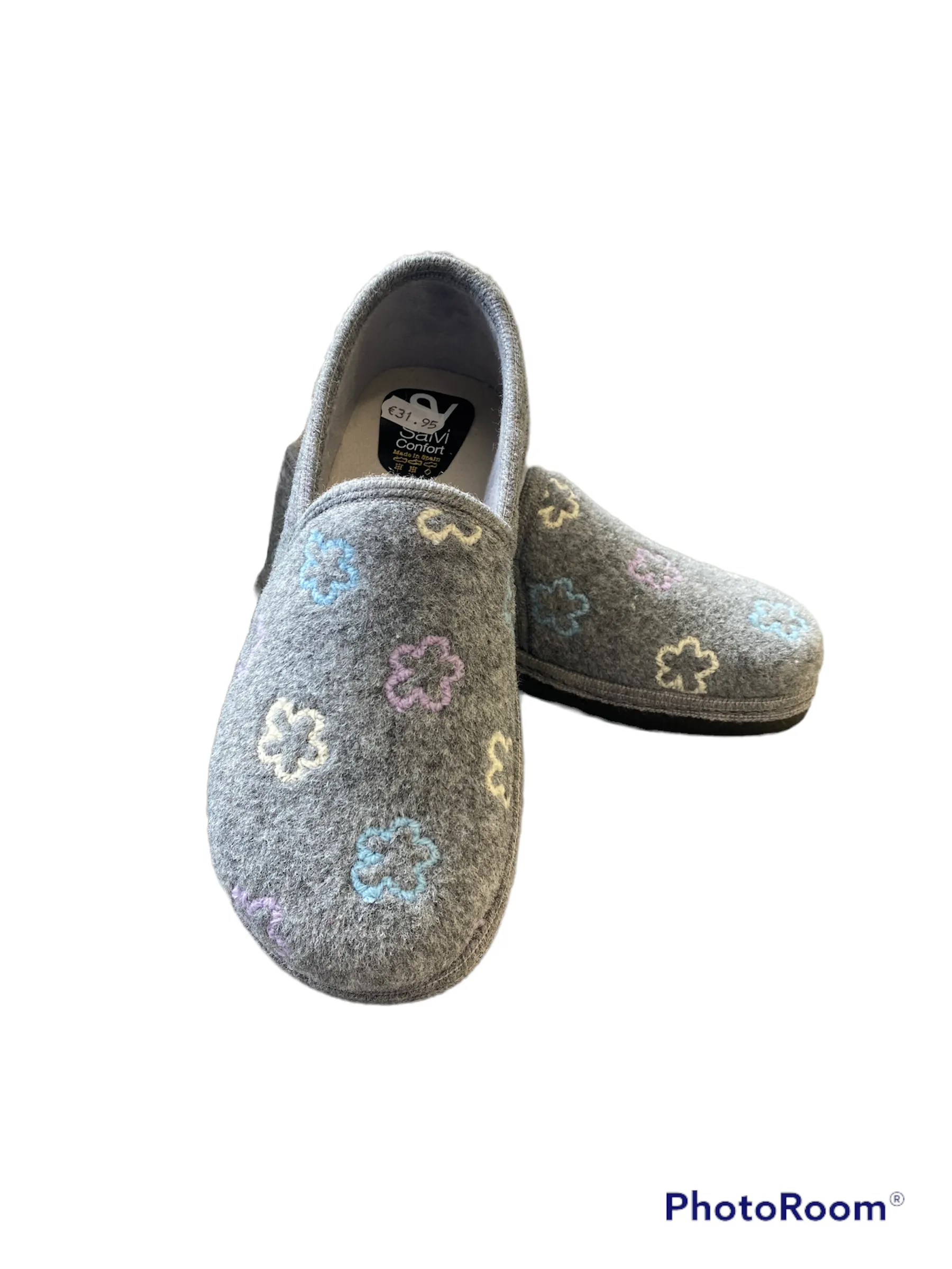 Salvi Grey Flower Slippers