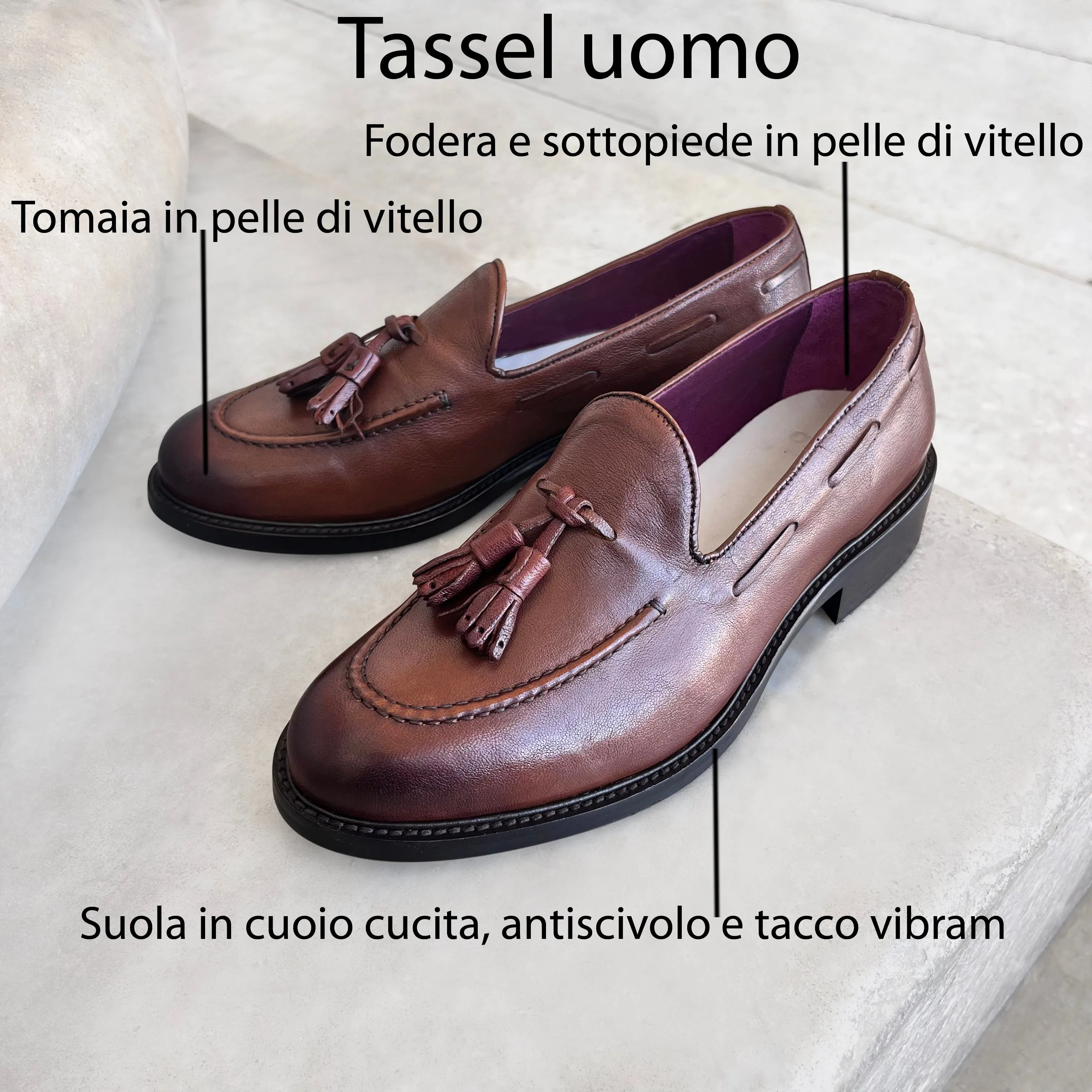 Slippers cuoio in pelle stropicciata