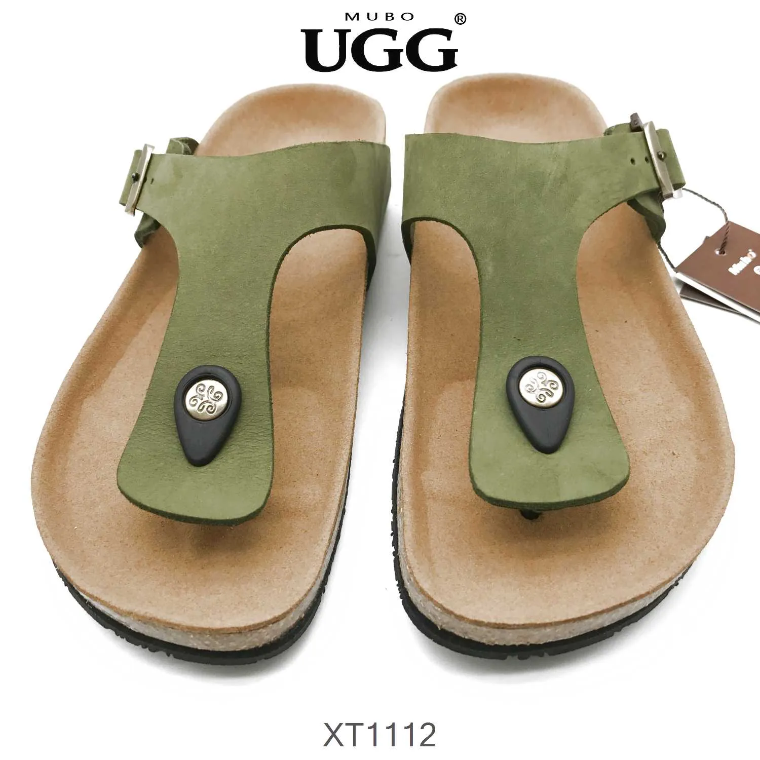 Summer Sandal Women Green Colour Sandals With Soft Cork Wood Sole