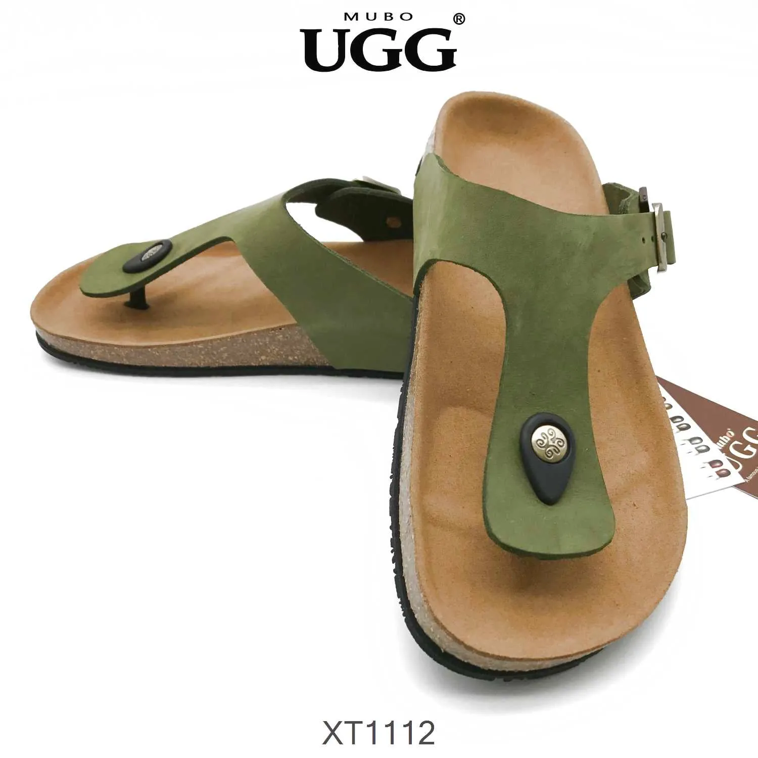 Summer Sandal Women Green Colour Sandals With Soft Cork Wood Sole