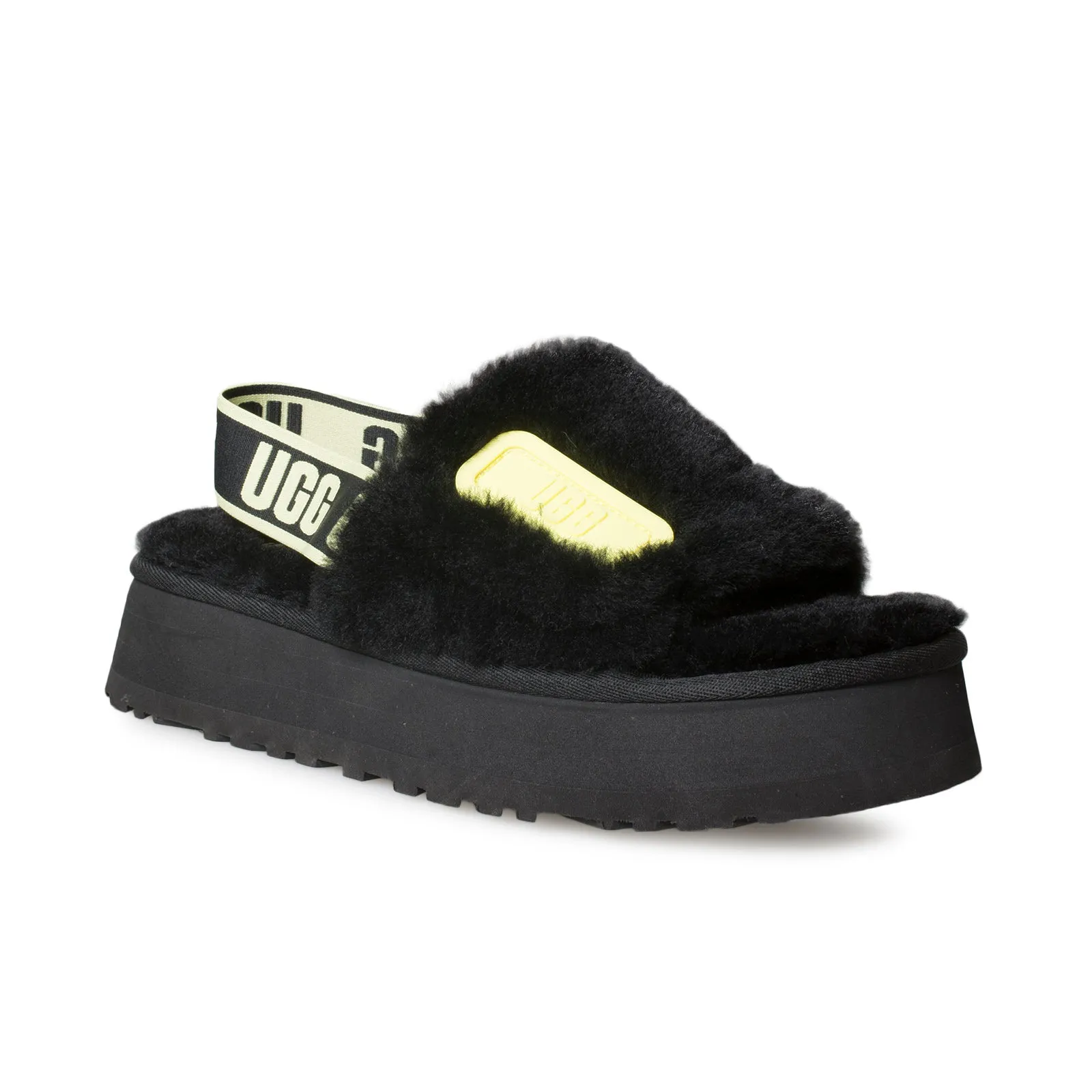 UGG Disco Slide Black / Pollen Slippers - Women's