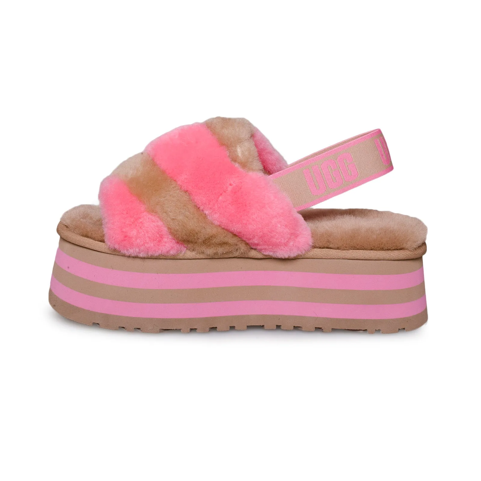 UGG Disco Stripe Slide Chestnut Pink Rose Slippers - Women's