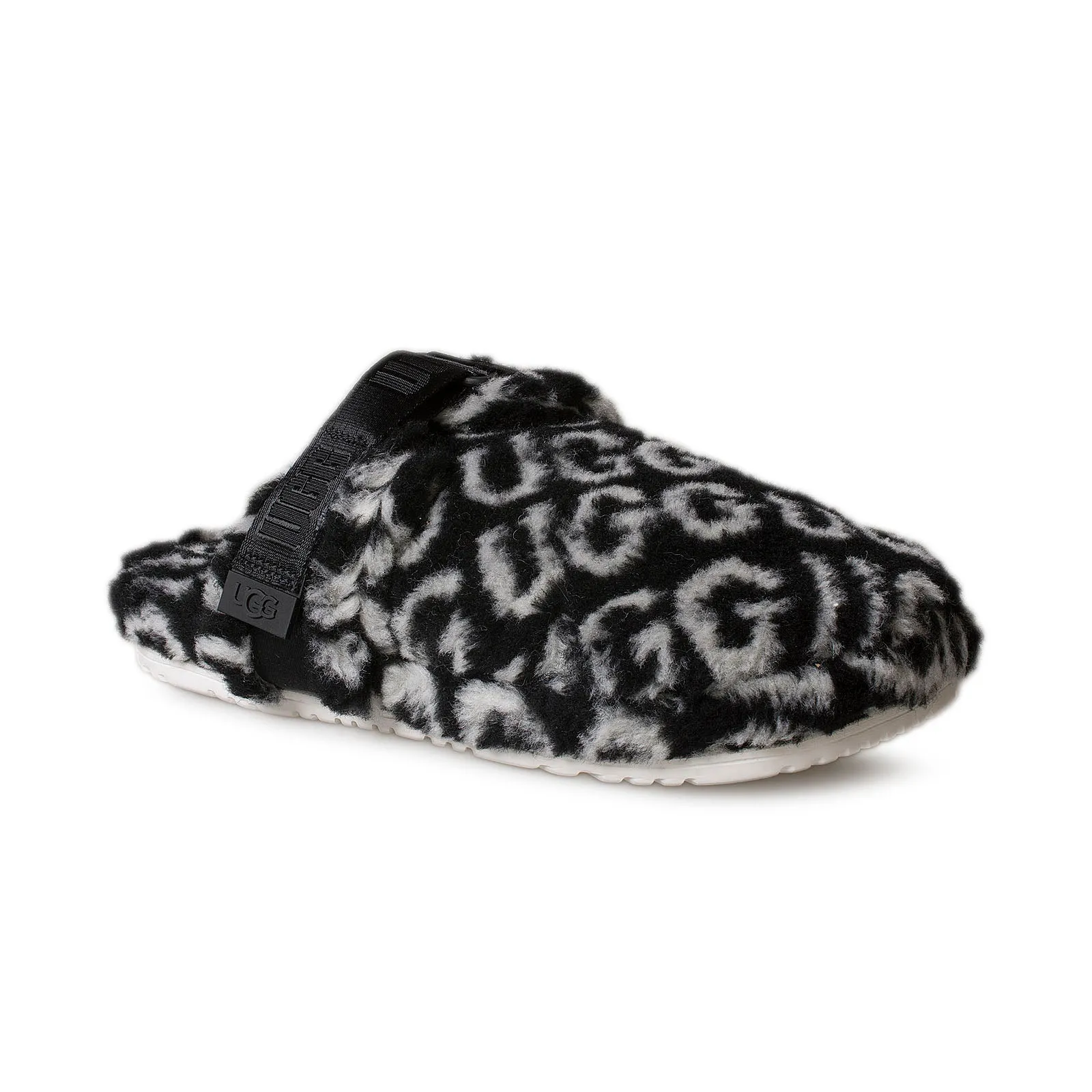 UGG Fluff It Pop Black / White Slippers - Men's