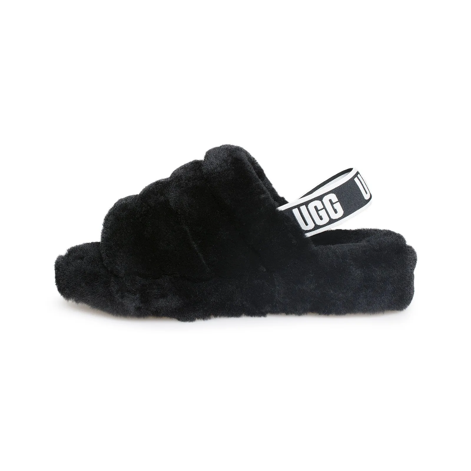 UGG Fluff Yeah Slide Black Slippers - Youth