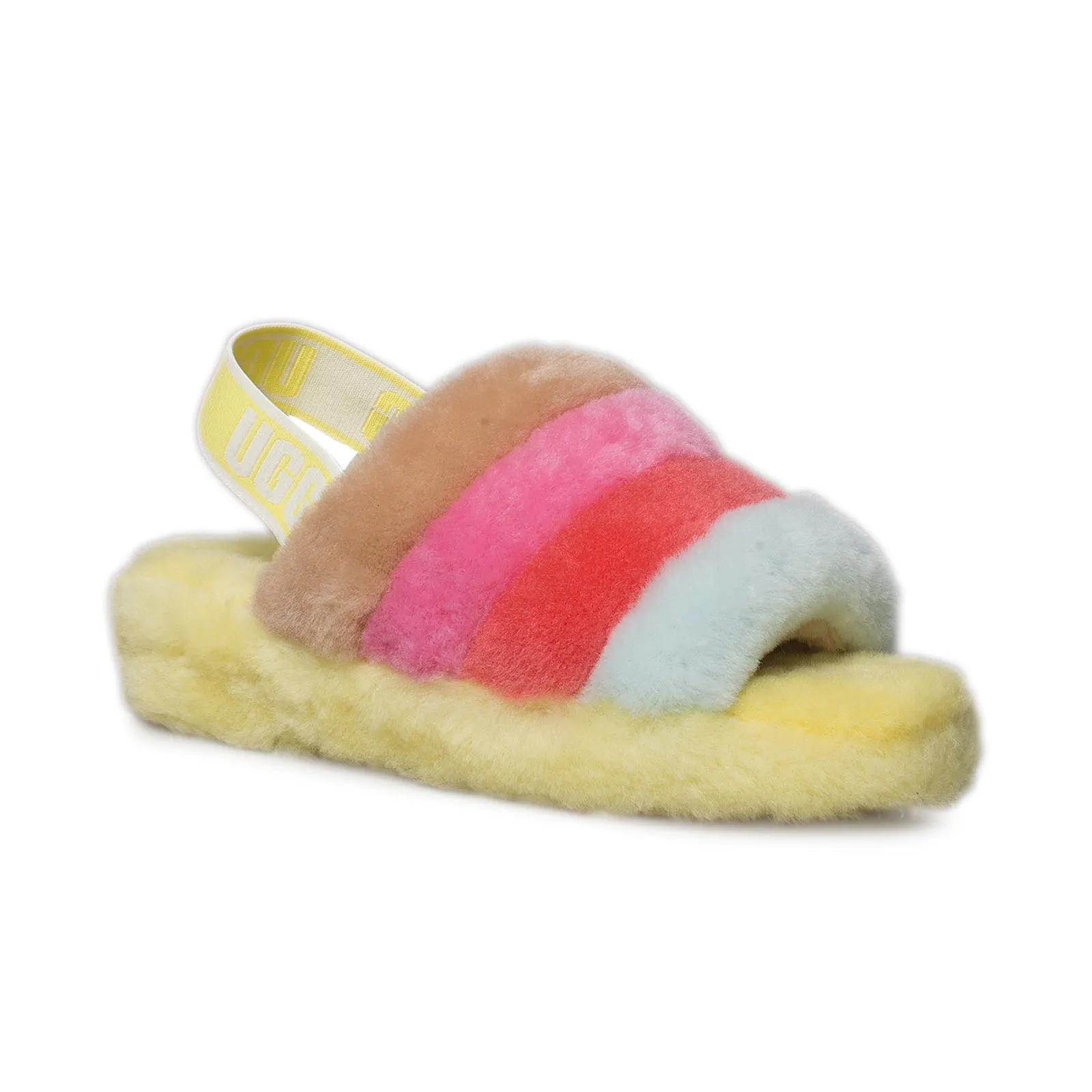 UGG Fluff Yeah Slide Yellow Multi Slippers - Women's