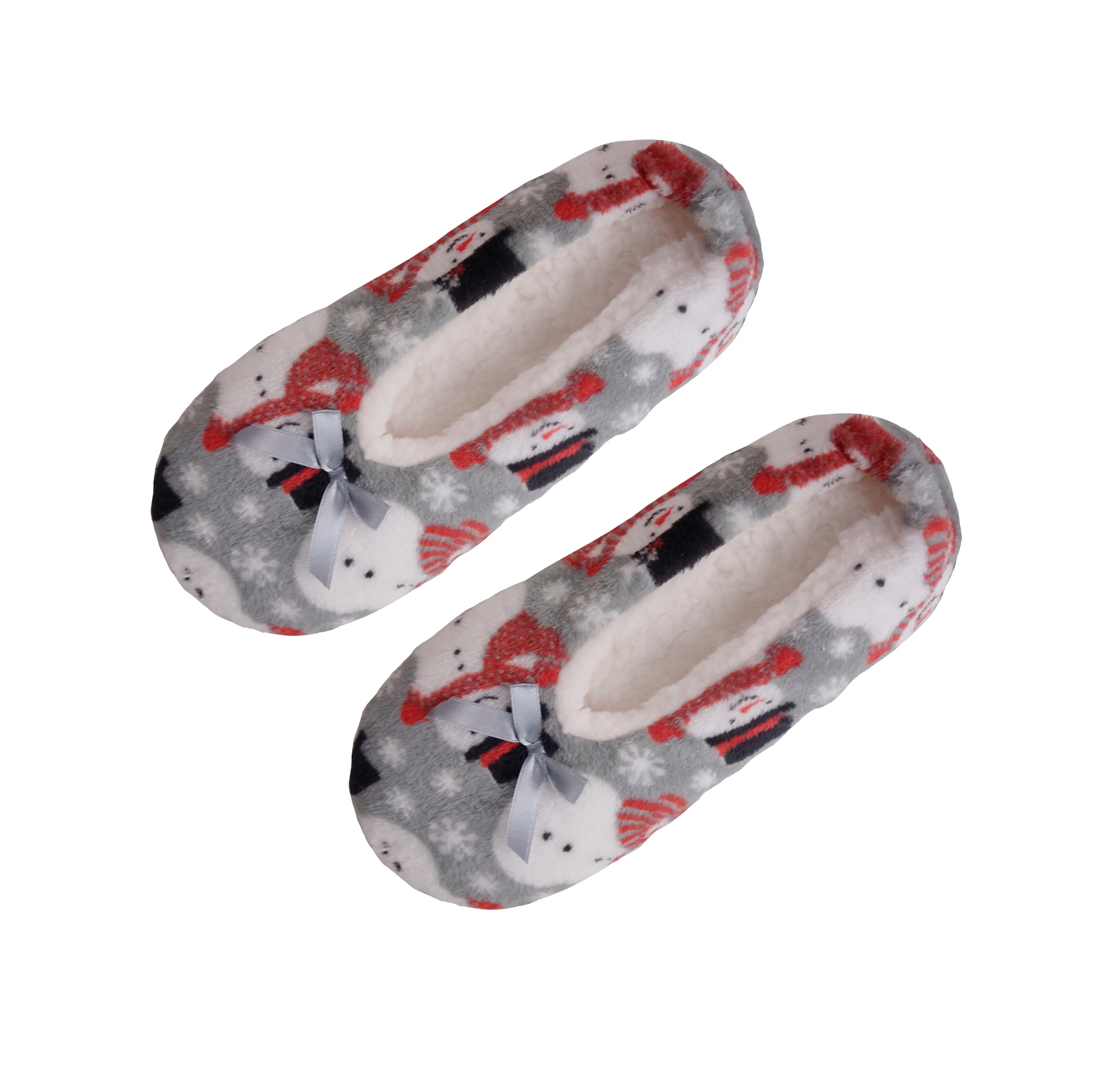 Velvety Fleece Slippers - Snowmen