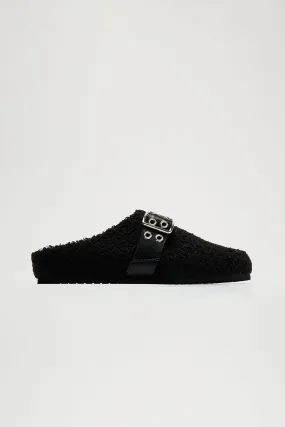 Villie Buckle Slippers - Black