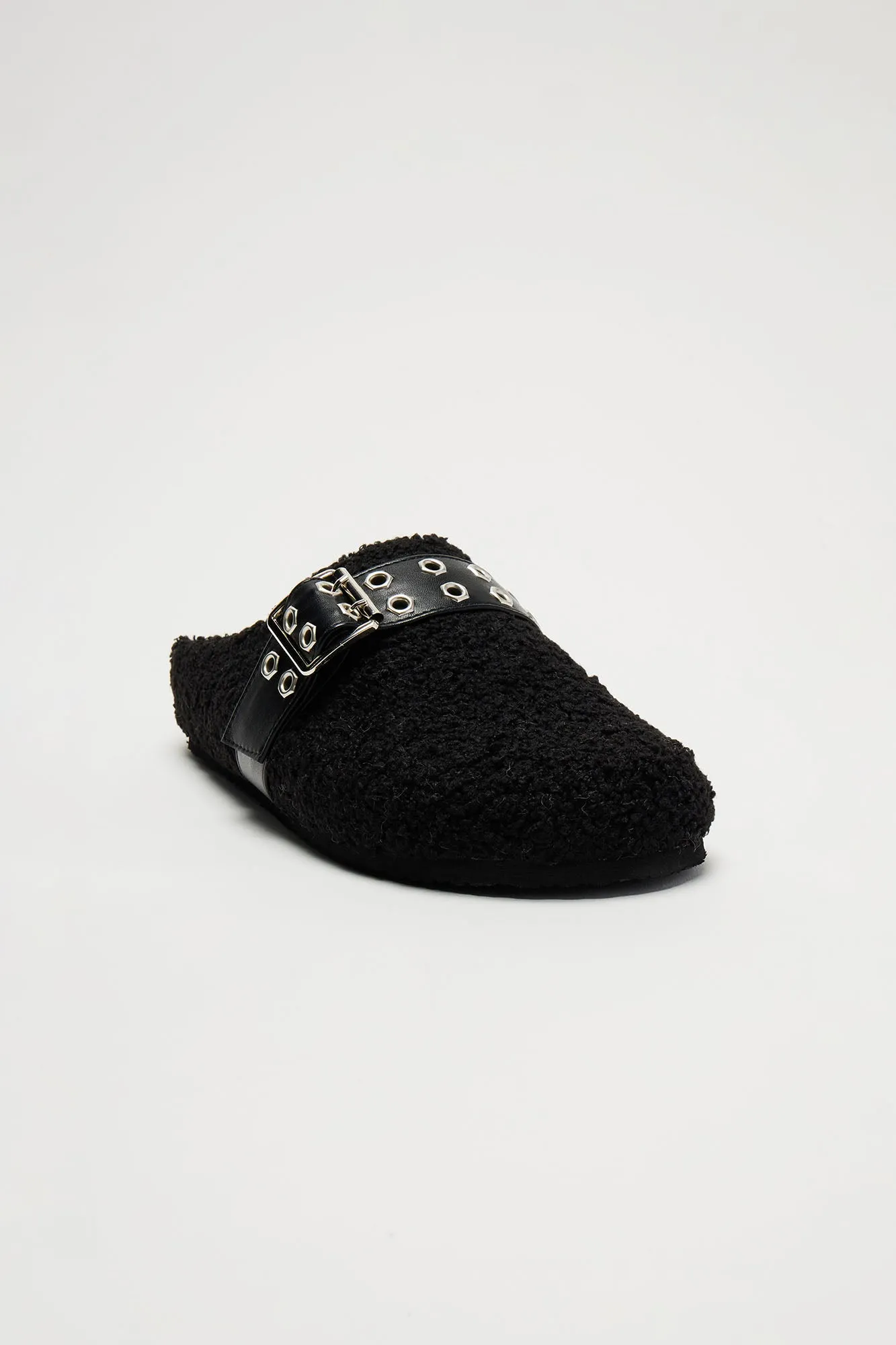 Villie Buckle Slippers - Black