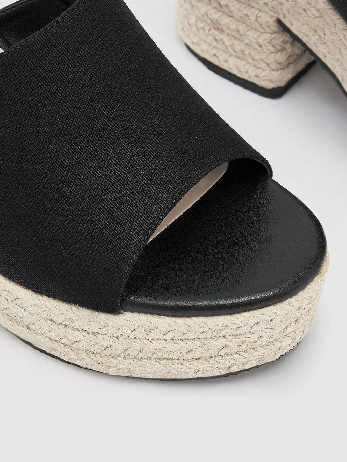 Women Espadrille Sandals, Vacation Black Faux Suede Platform Slide Sandals