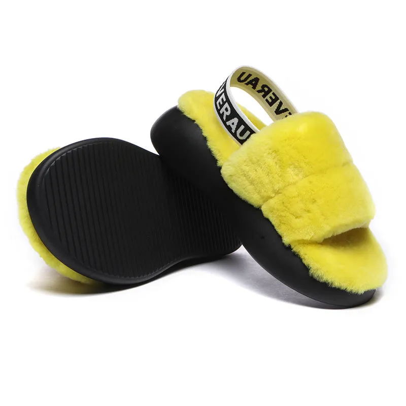 Women Sheepskin Wool Slingback Slippers