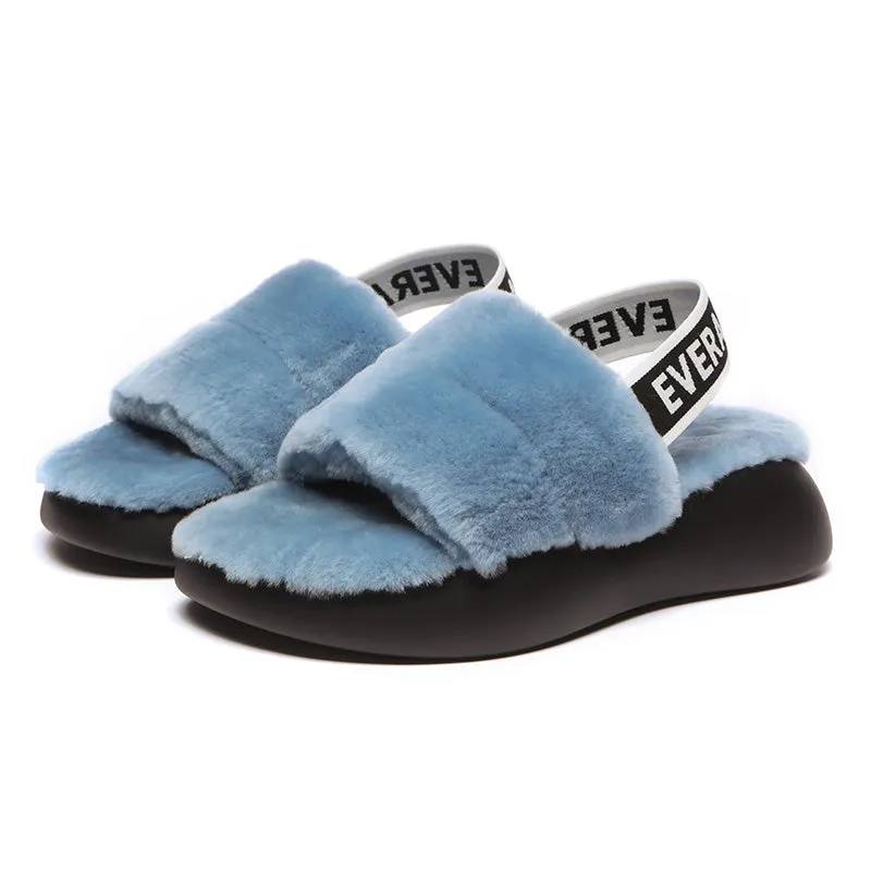 Women Sheepskin Wool Slingback Slippers