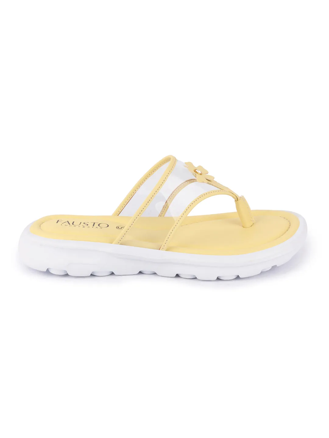 Women Yellow Casual Party Beach Fashion Stylish Floral Design Thong Flats Wedges Slipper